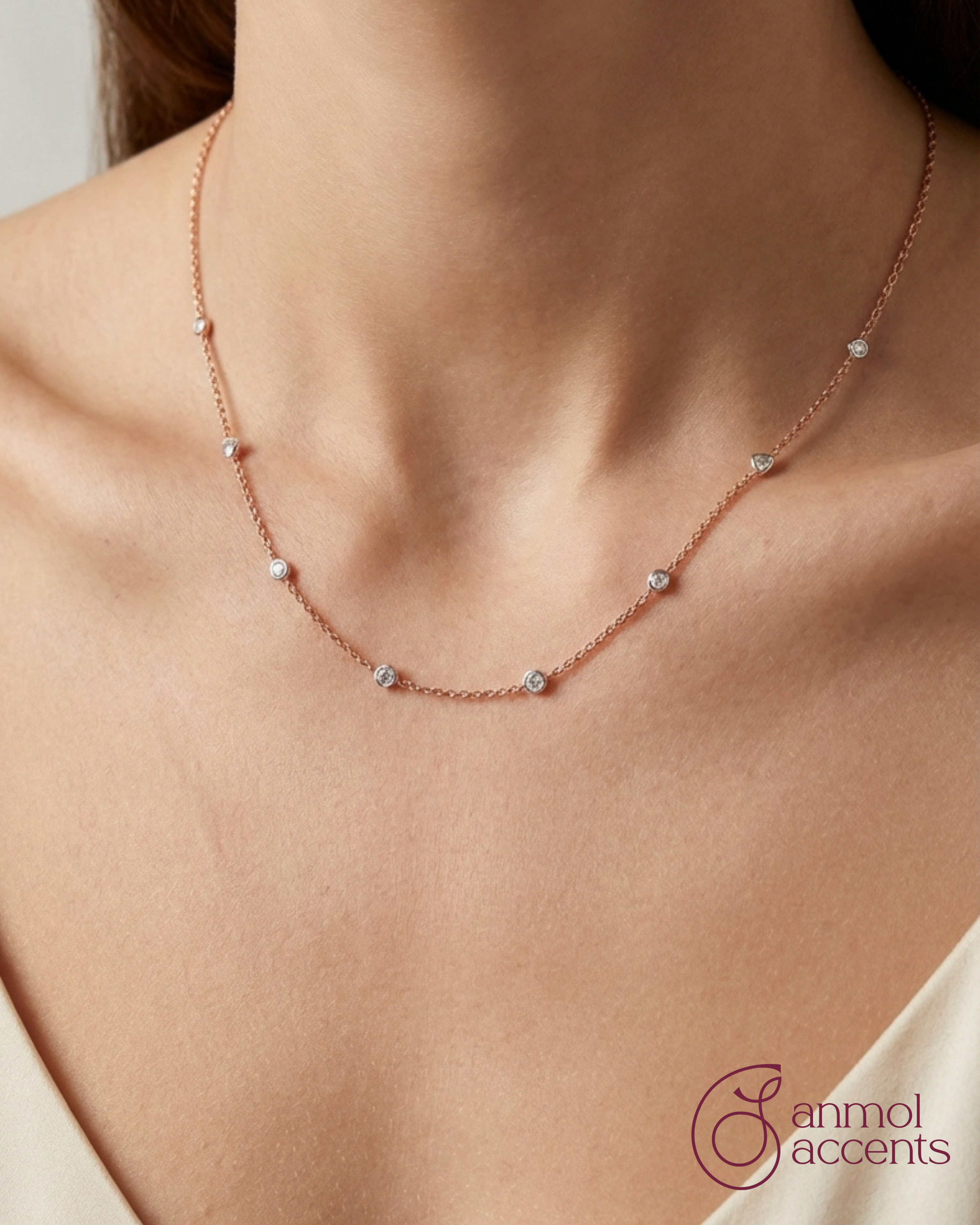 Blush Rose Cut Diamond Necklace