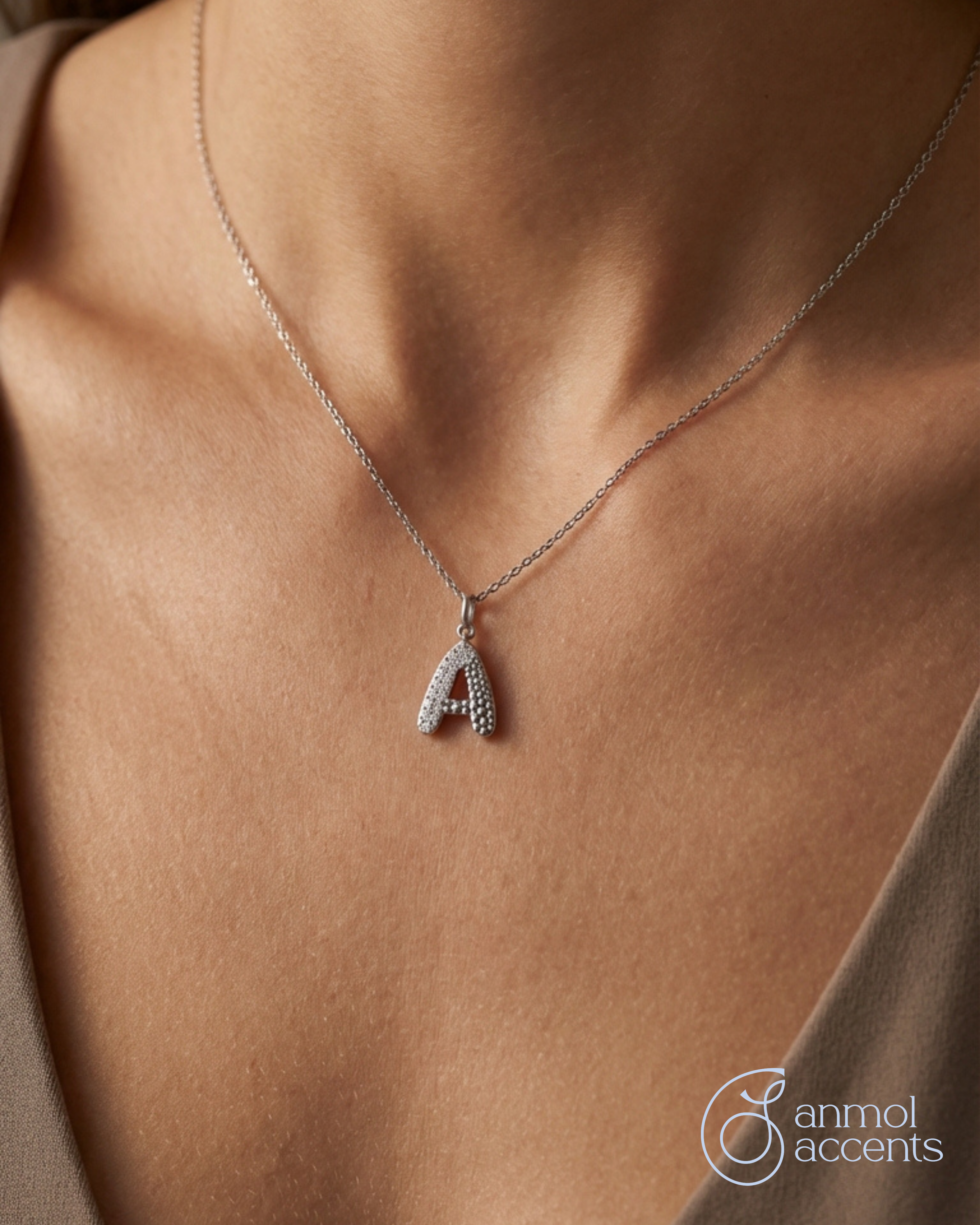 Arctic 'A' Brilliance Initial Charm Pendant