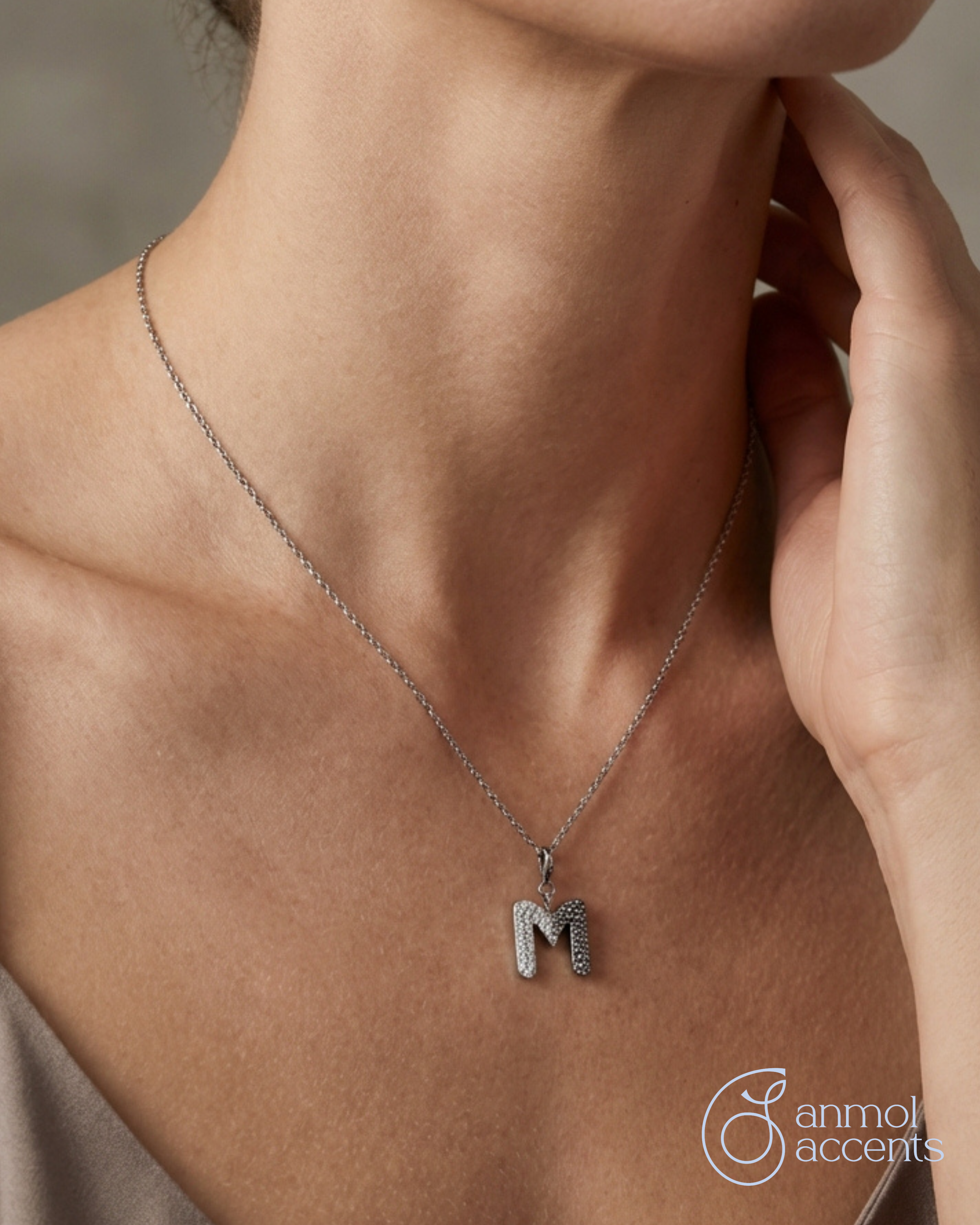 Arctic 'M' Brilliance Initial Charm Pendant