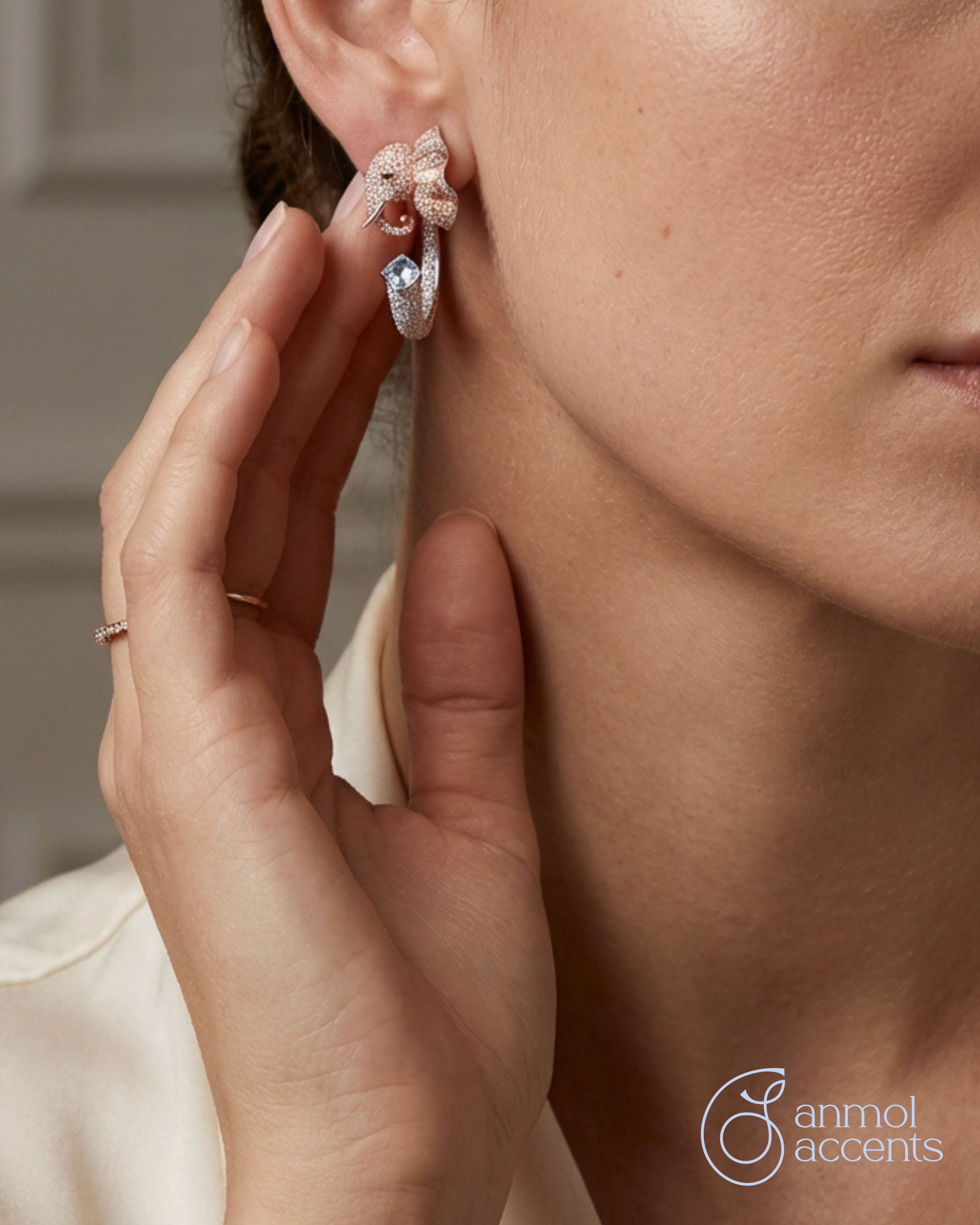 Aqua Tusker Drop Studs-Dangler Earrings