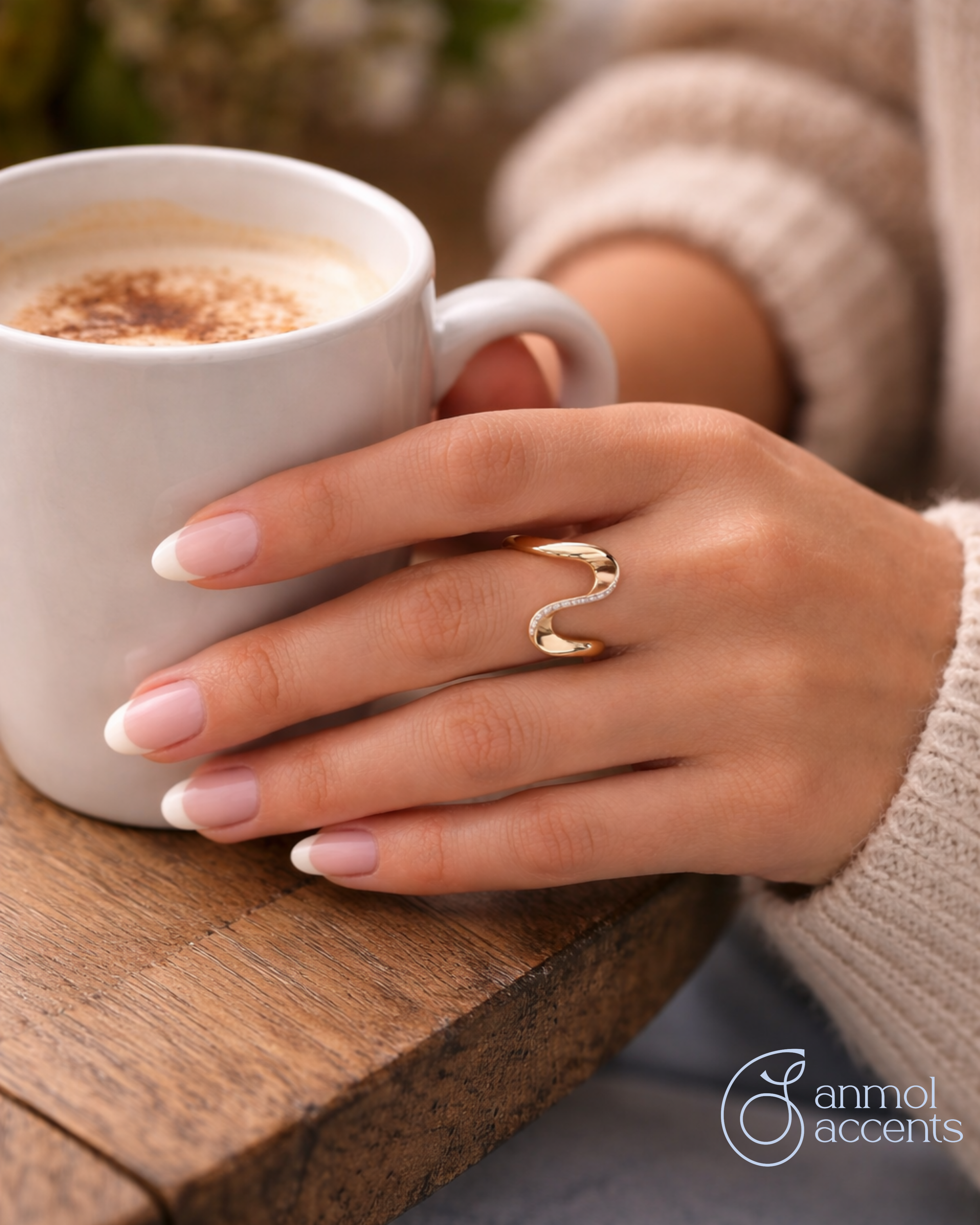 Rose Curve Natural Diamond Ring