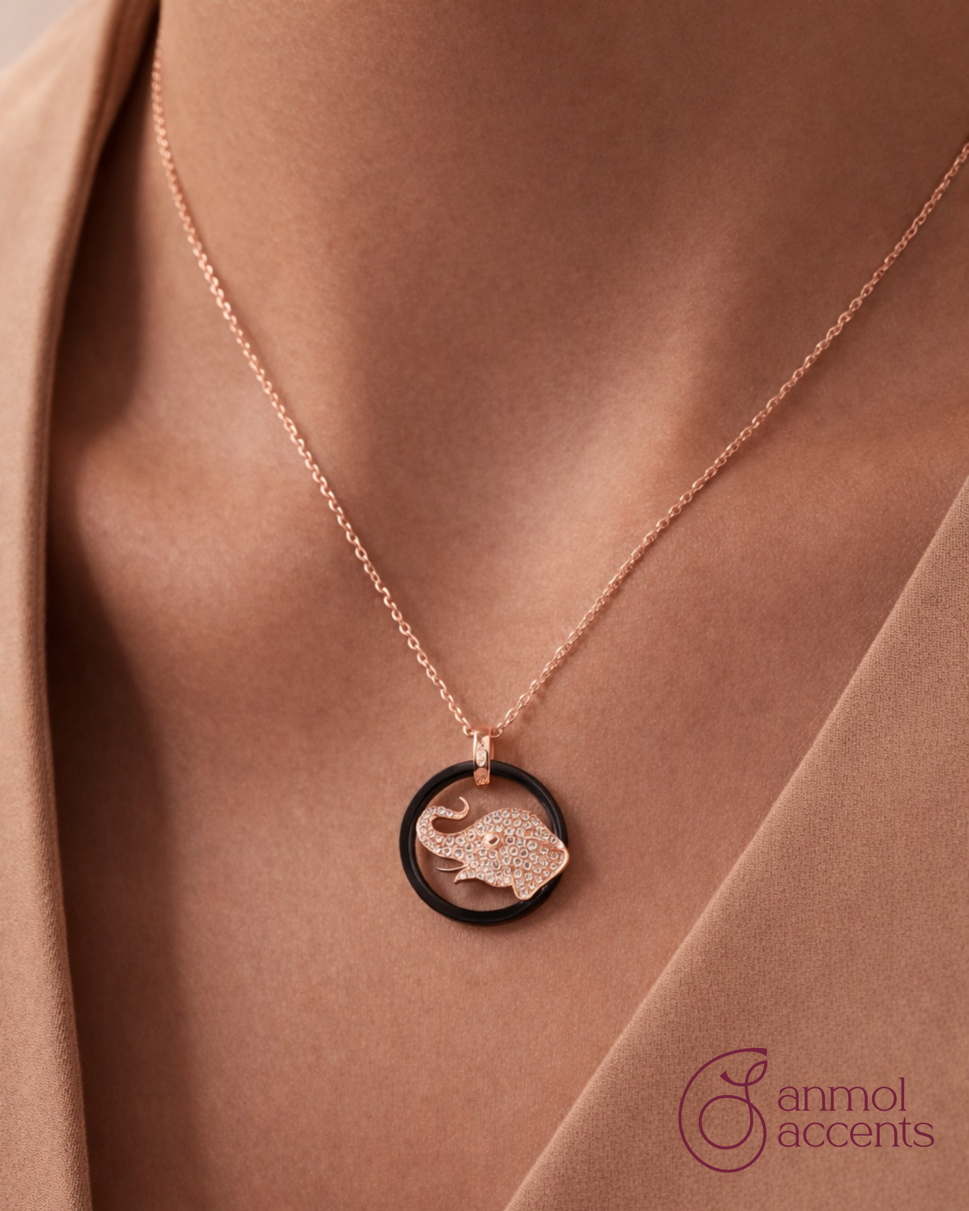 Citrine Elephant Pendant Chain