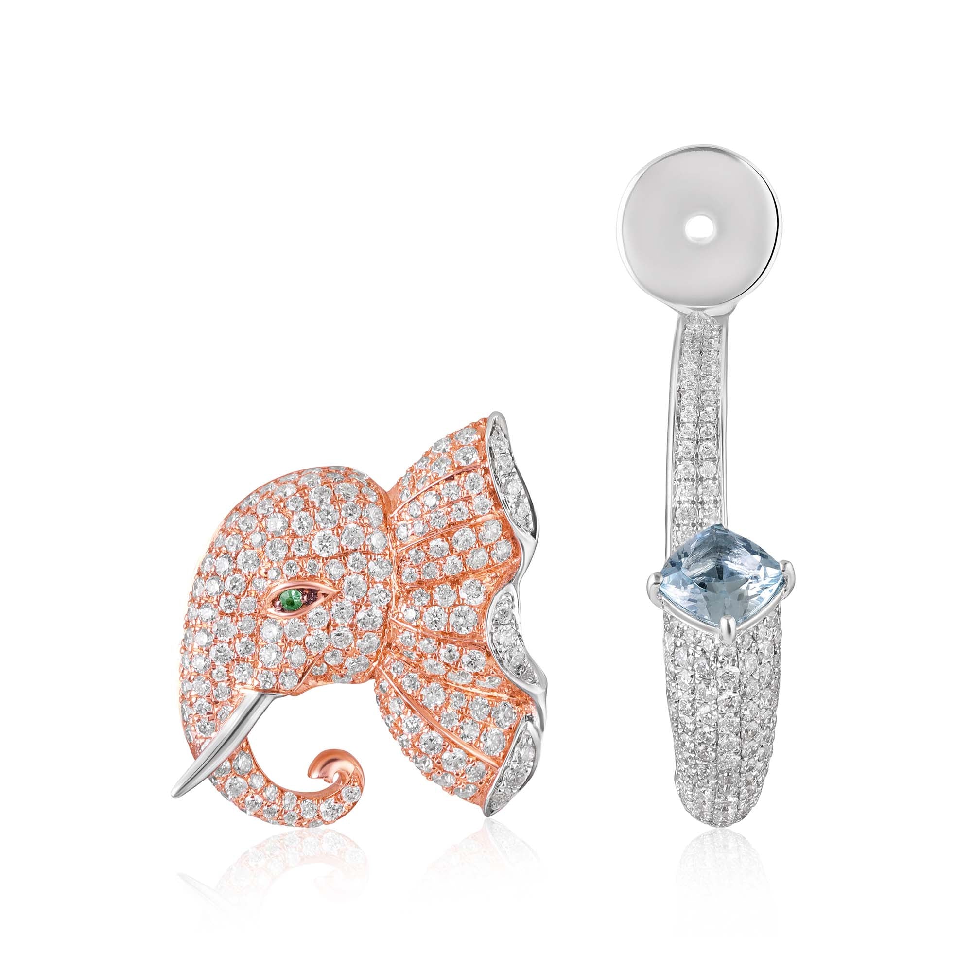 Aqua Tusker Drop Studs-Dangler Earrings