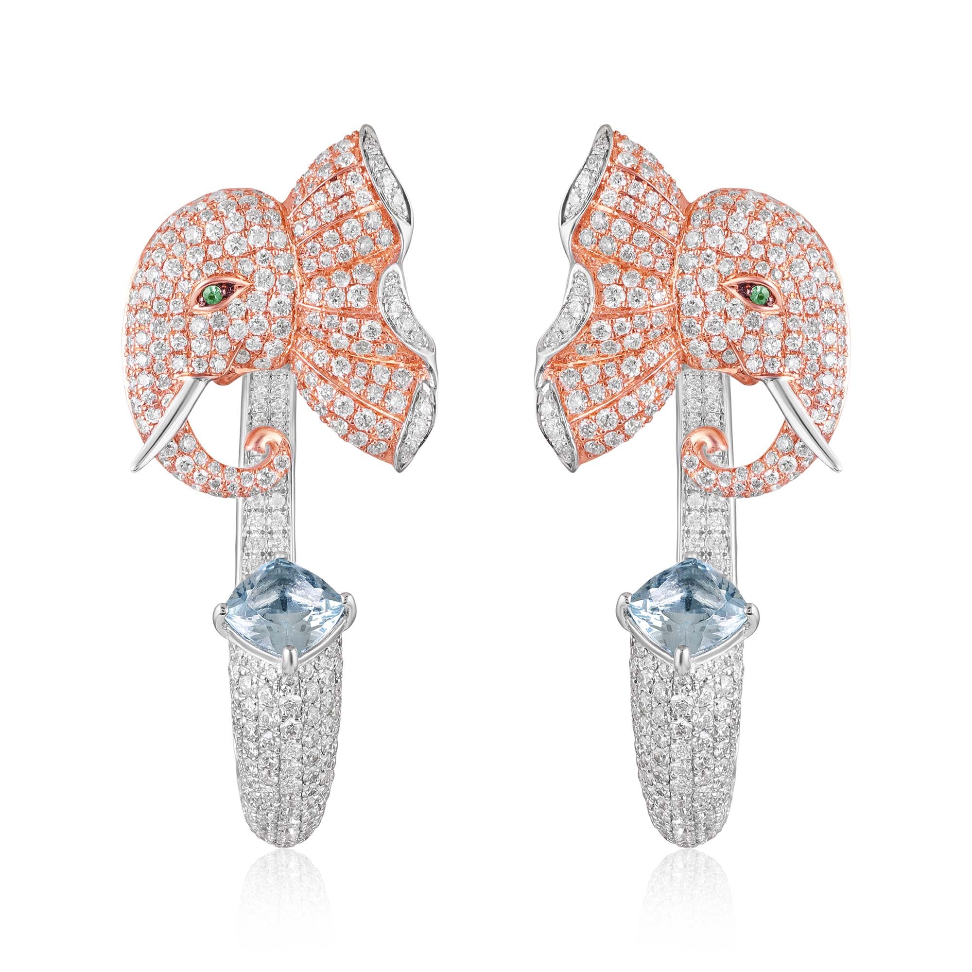 Aqua Tusker Drop Studs-Dangler Earrings