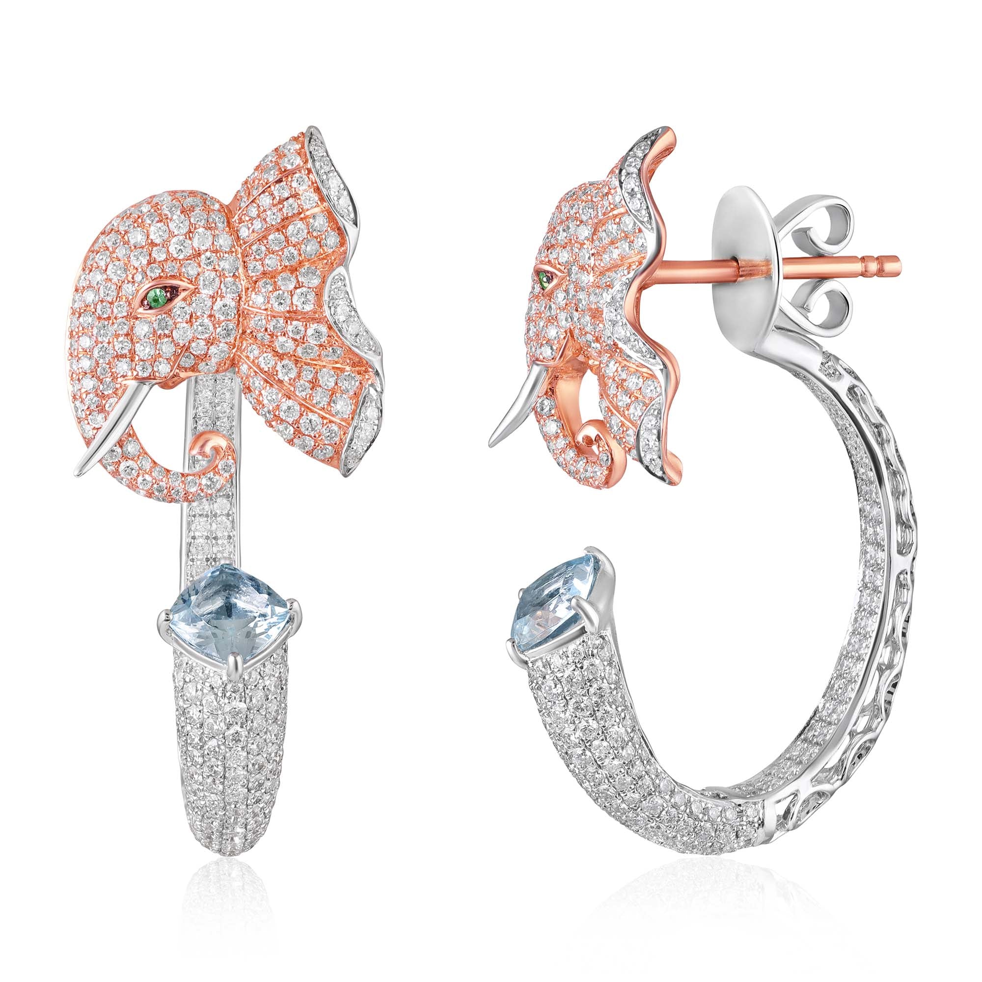 Aqua Tusker Drop Studs-Dangler Earrings