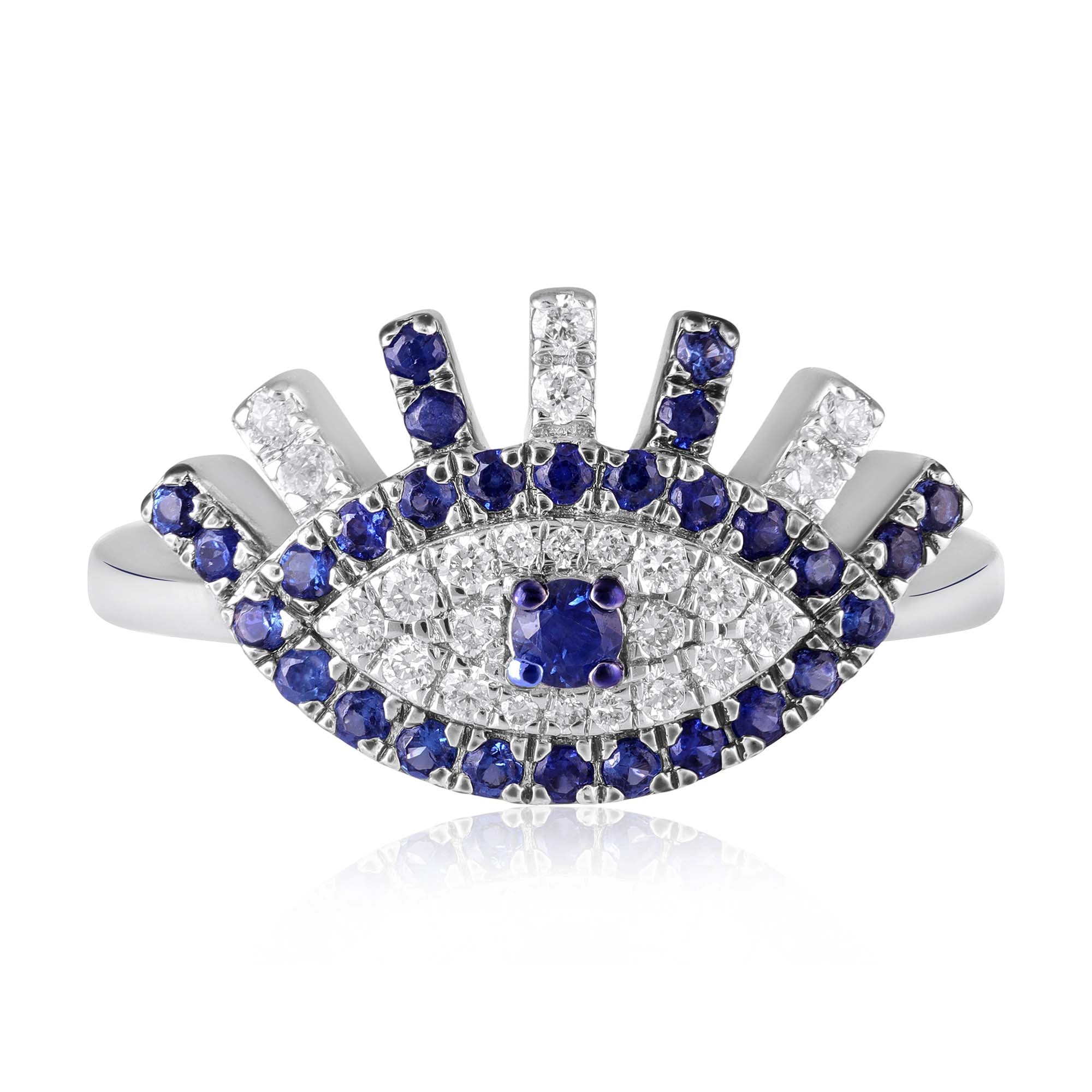 Blue Crescent Natural Diamond Ring