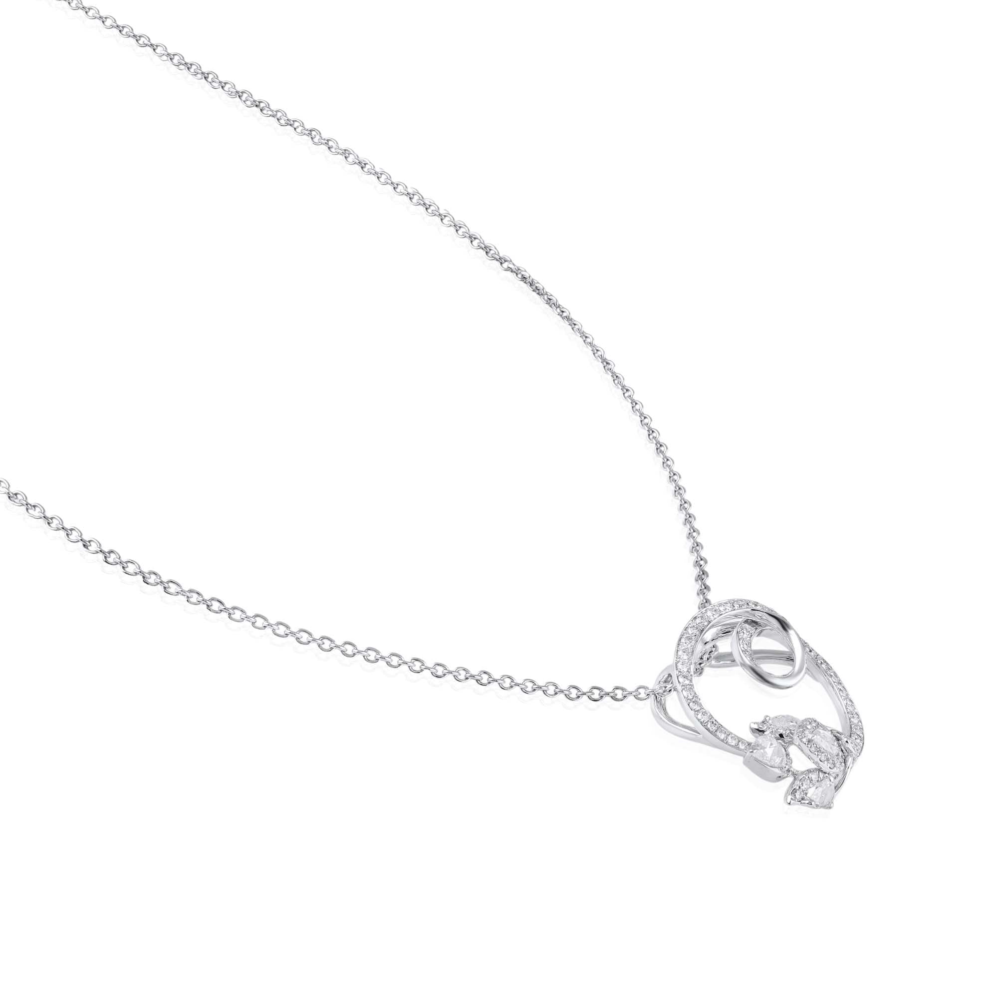 Bloomed Swirl Natural Diamond Pendant Chain