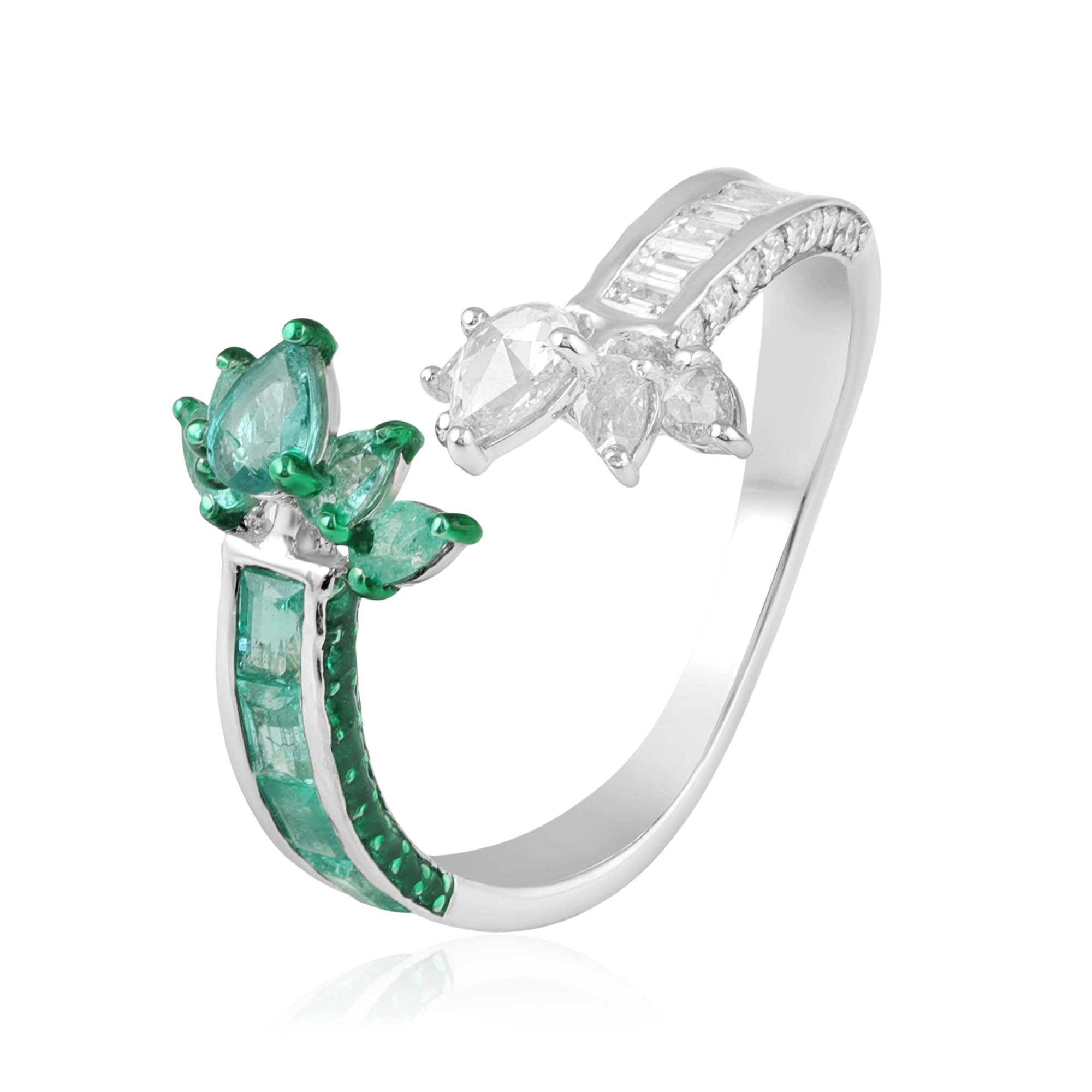 U & Me Duo Emerald-Diamond Ring