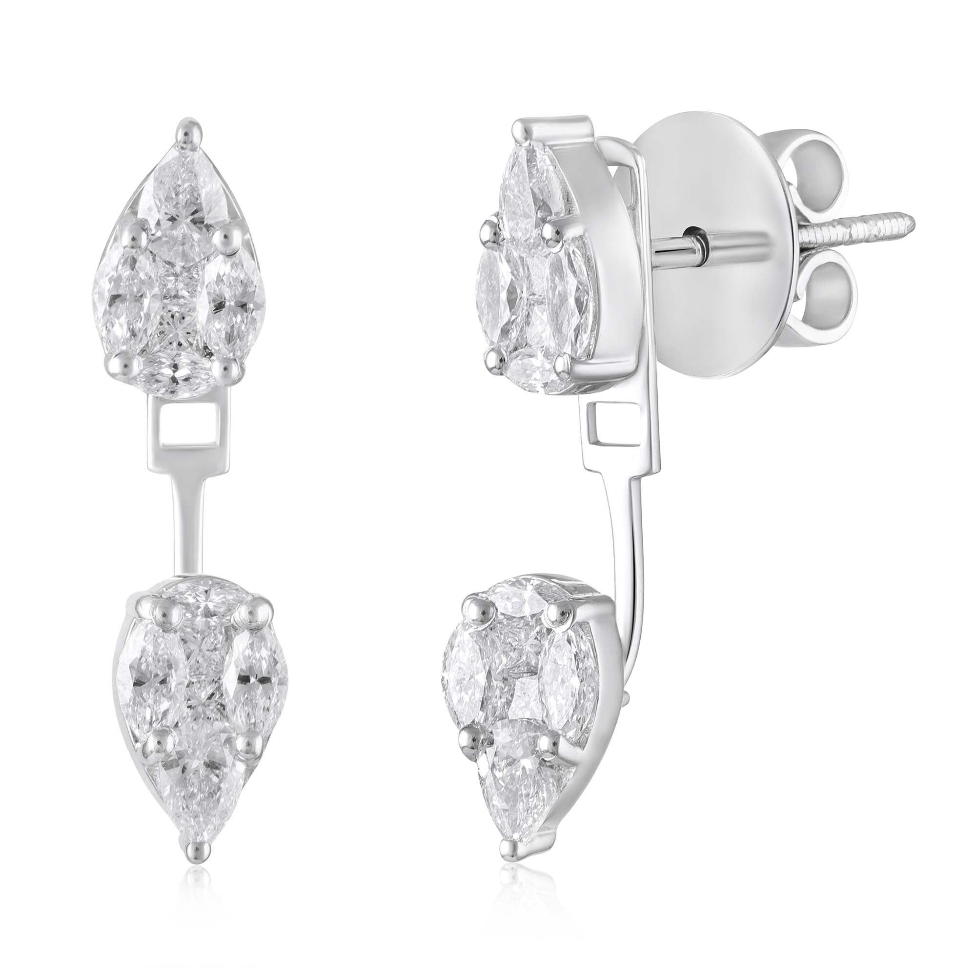 Marquise Duet Detachable Natural Diamond Studs