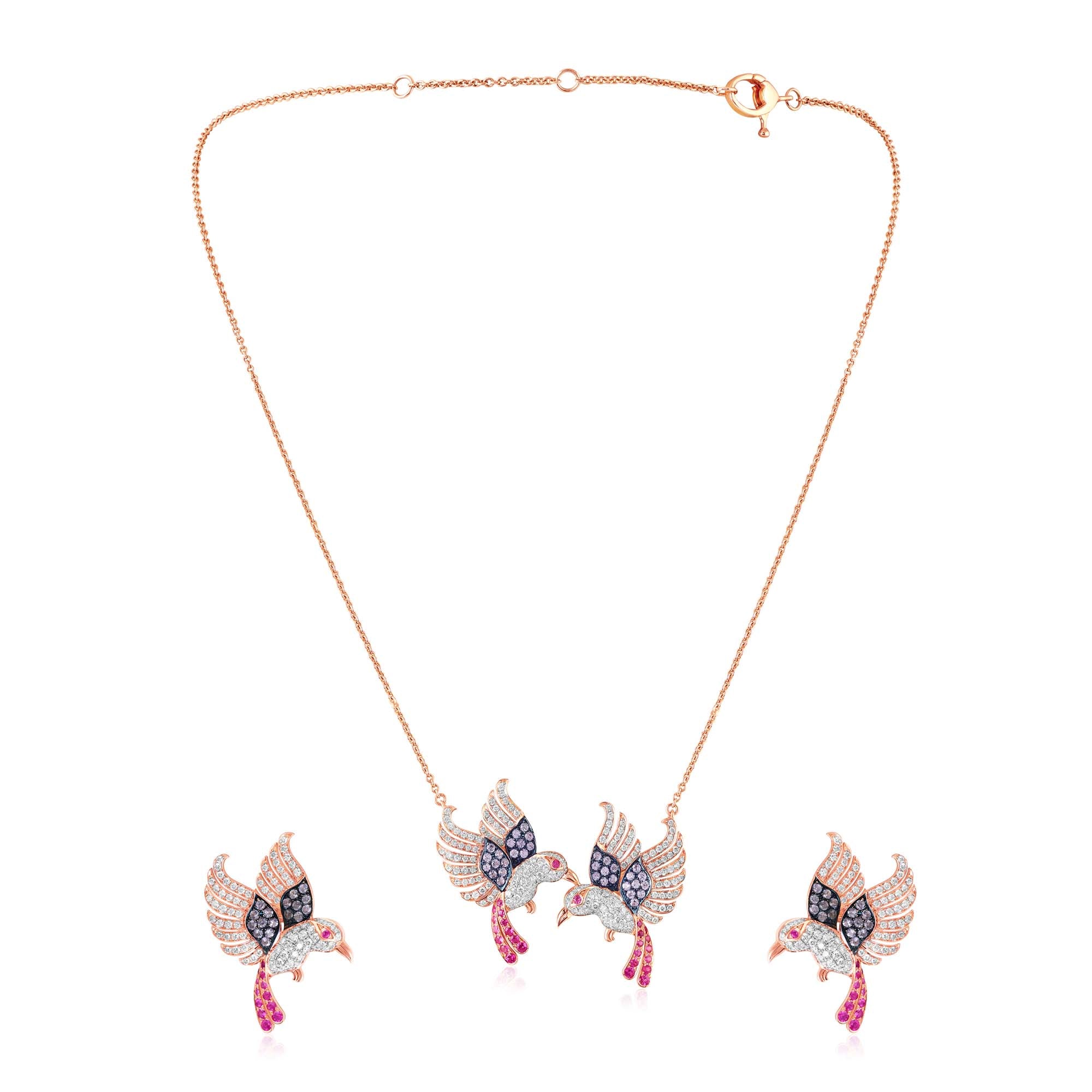 Rose Sapphire Wings Pendant