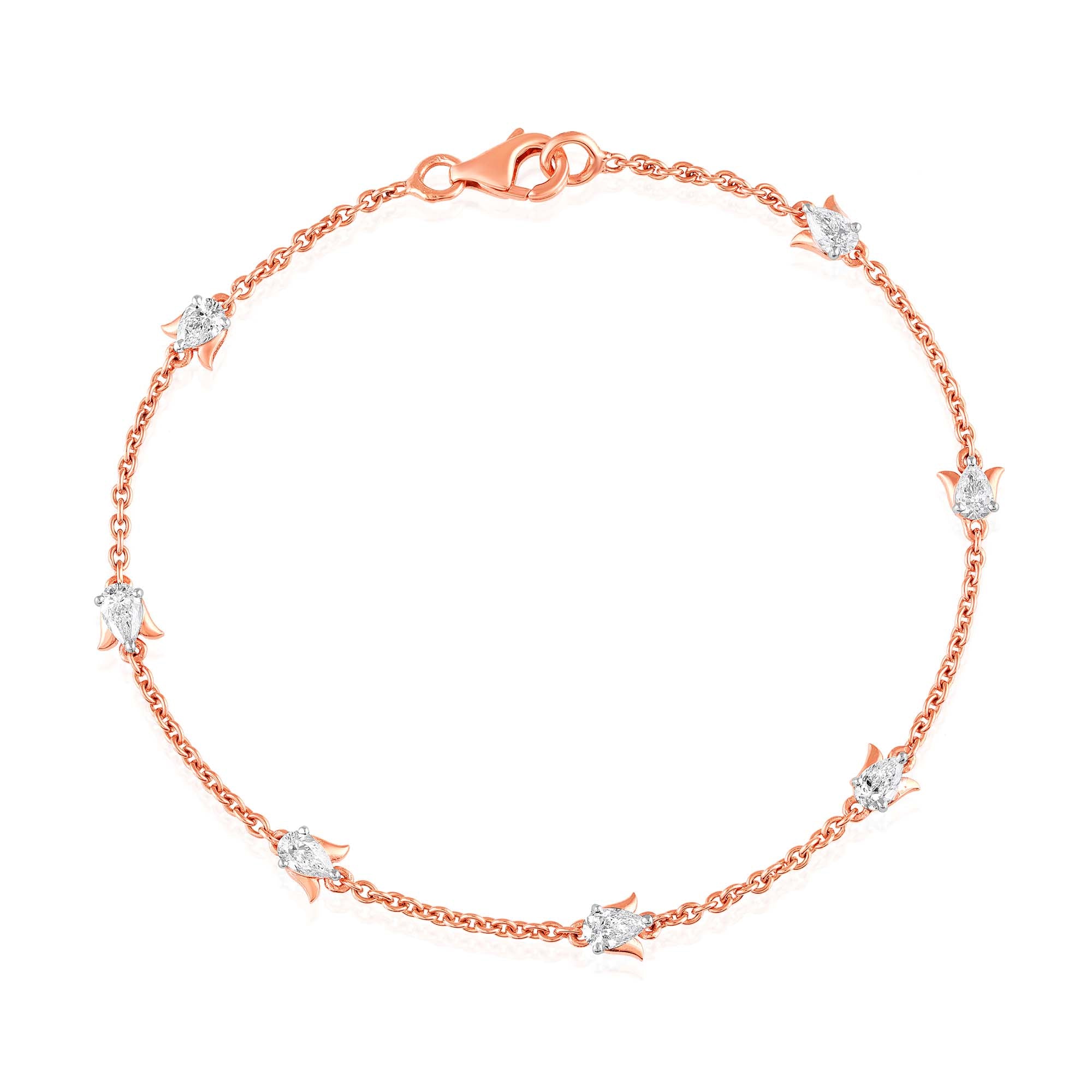 Blooming Chain Natural Diamond Bracelet - Minimal