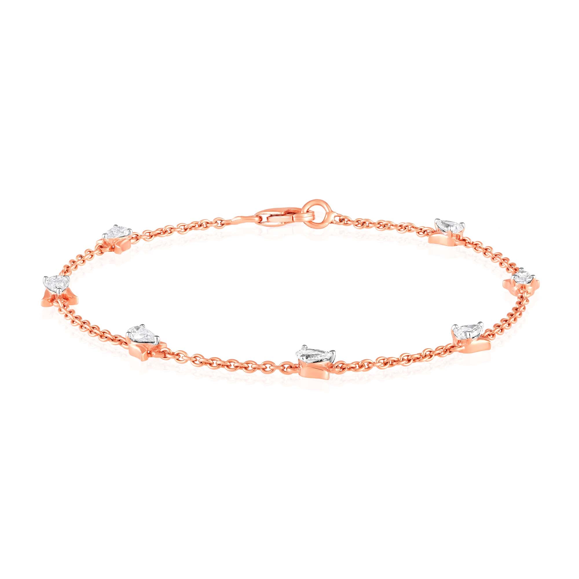 Blooming Chain Natural Diamond Bracelet - Minimal