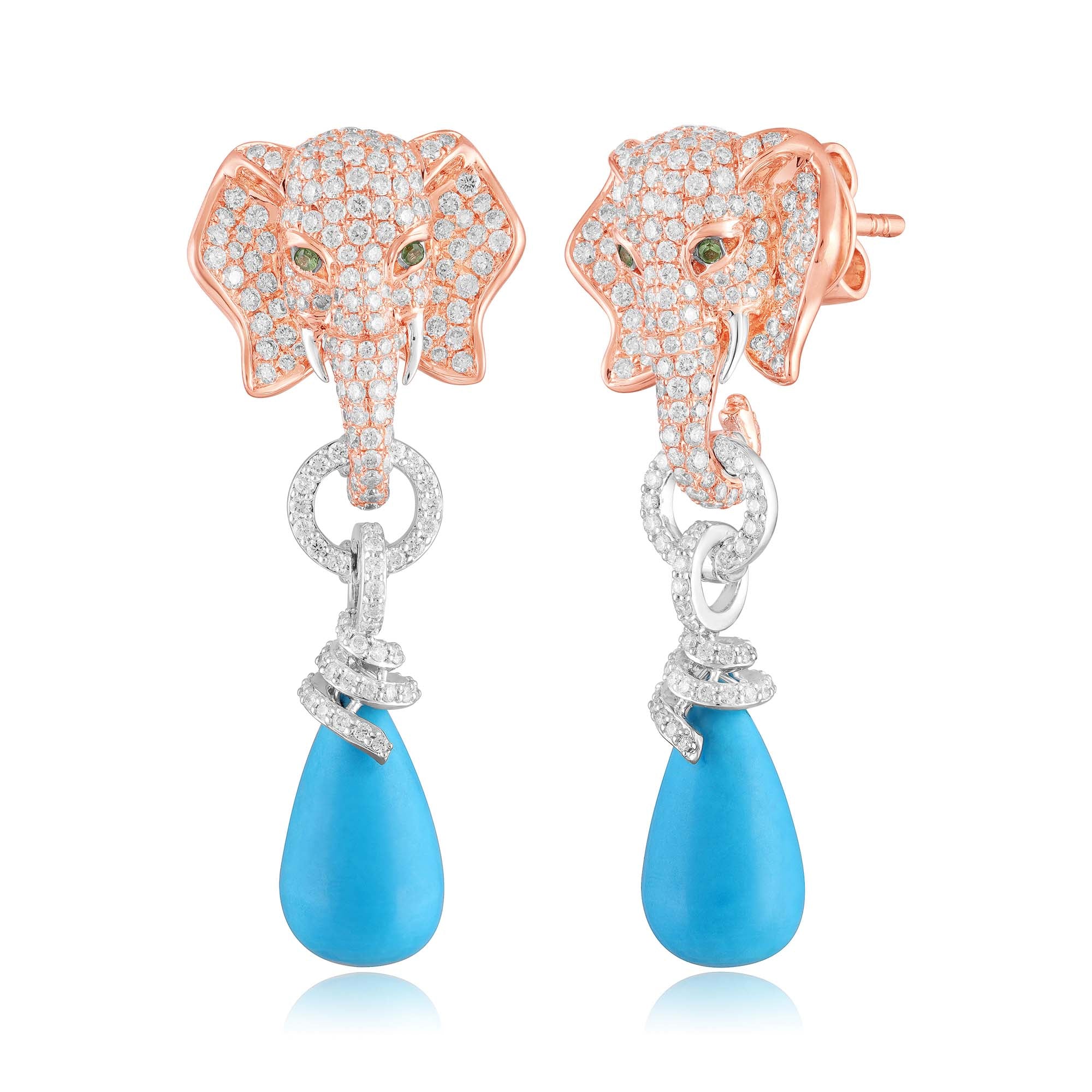 Turquoise Elephant Dangle Earrings