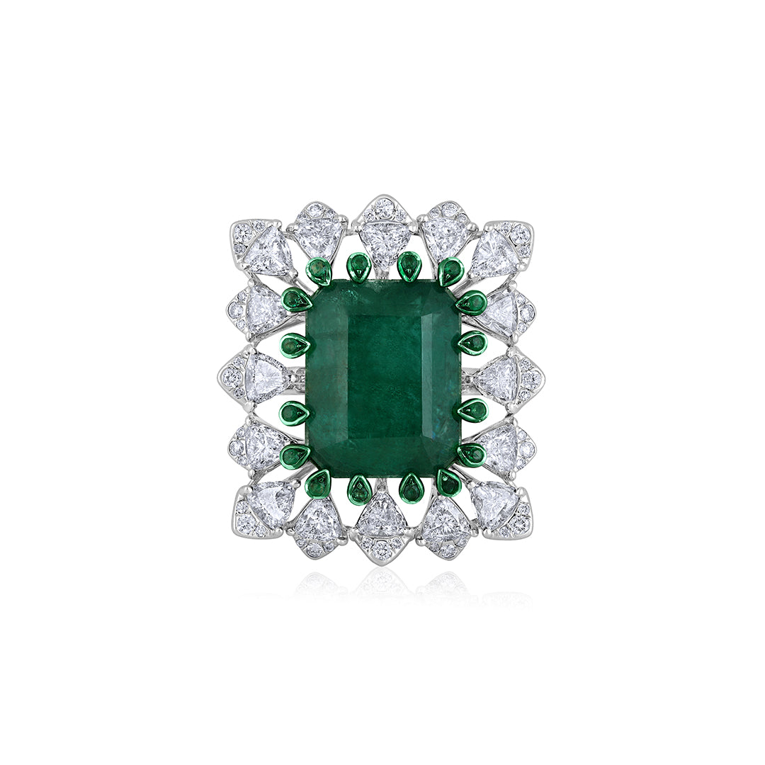 Emerald Cushion Ring
