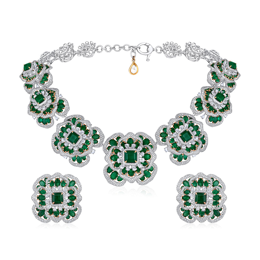 Evergreen Emerald Blossom Choker Set