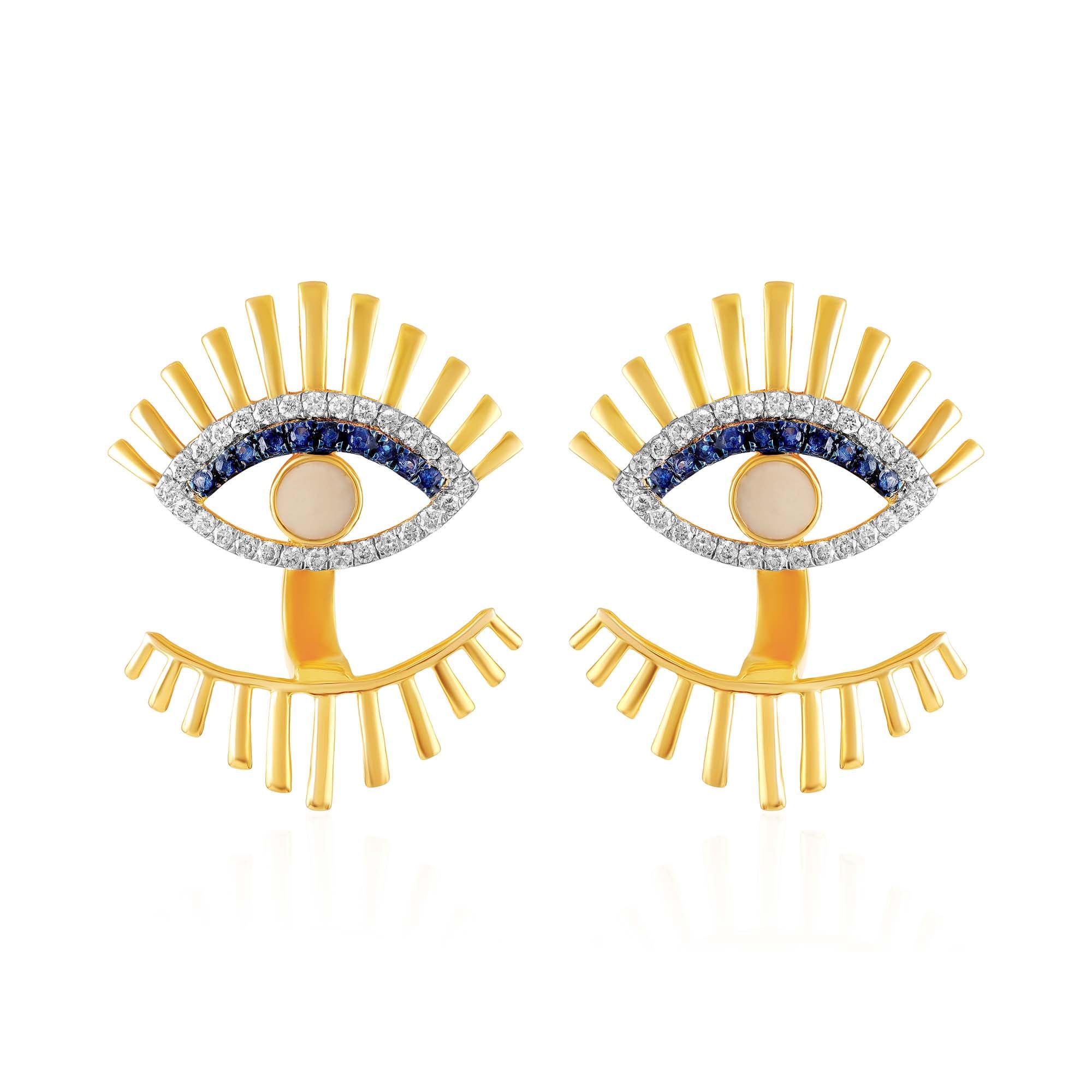 Evil Eye Yellow gold Front-Back Studs