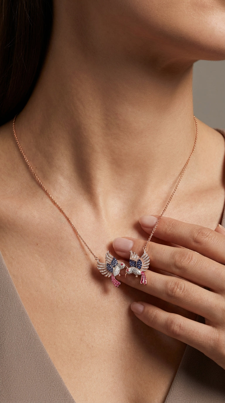 Rose Sapphire Wings Pendant