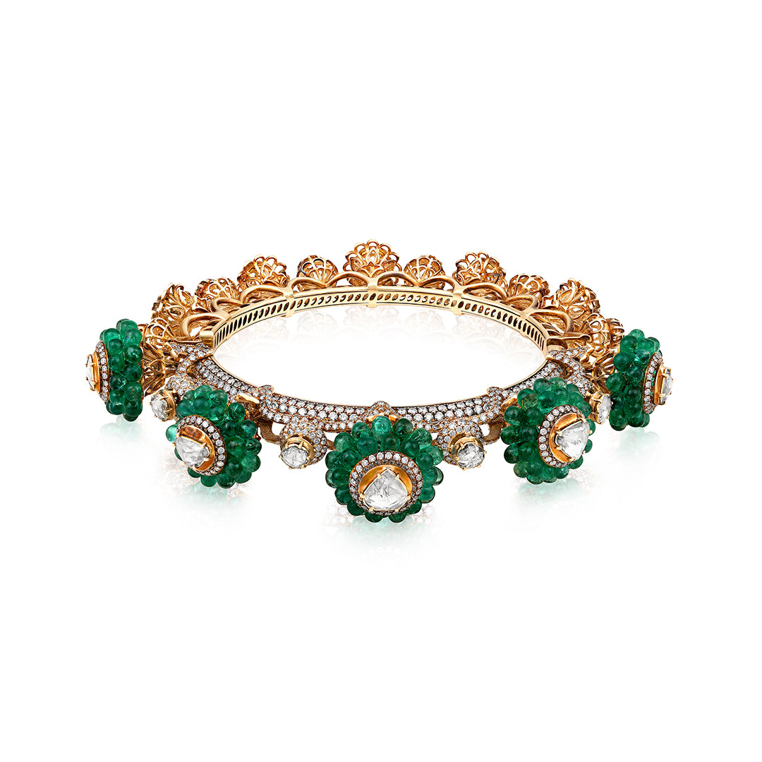 Opulent Emerald Blossom Bangle
