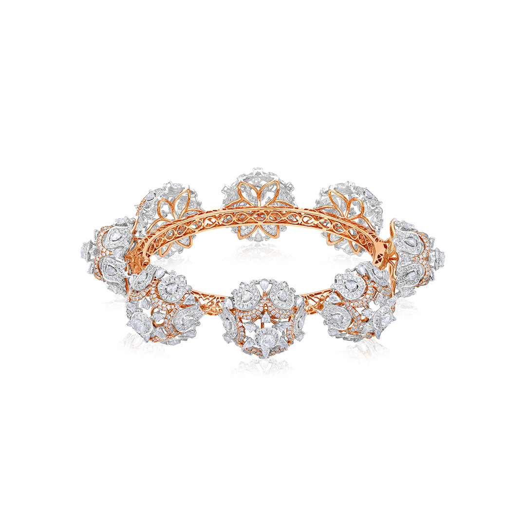 Rose Gold Diamond Blossom Bangle