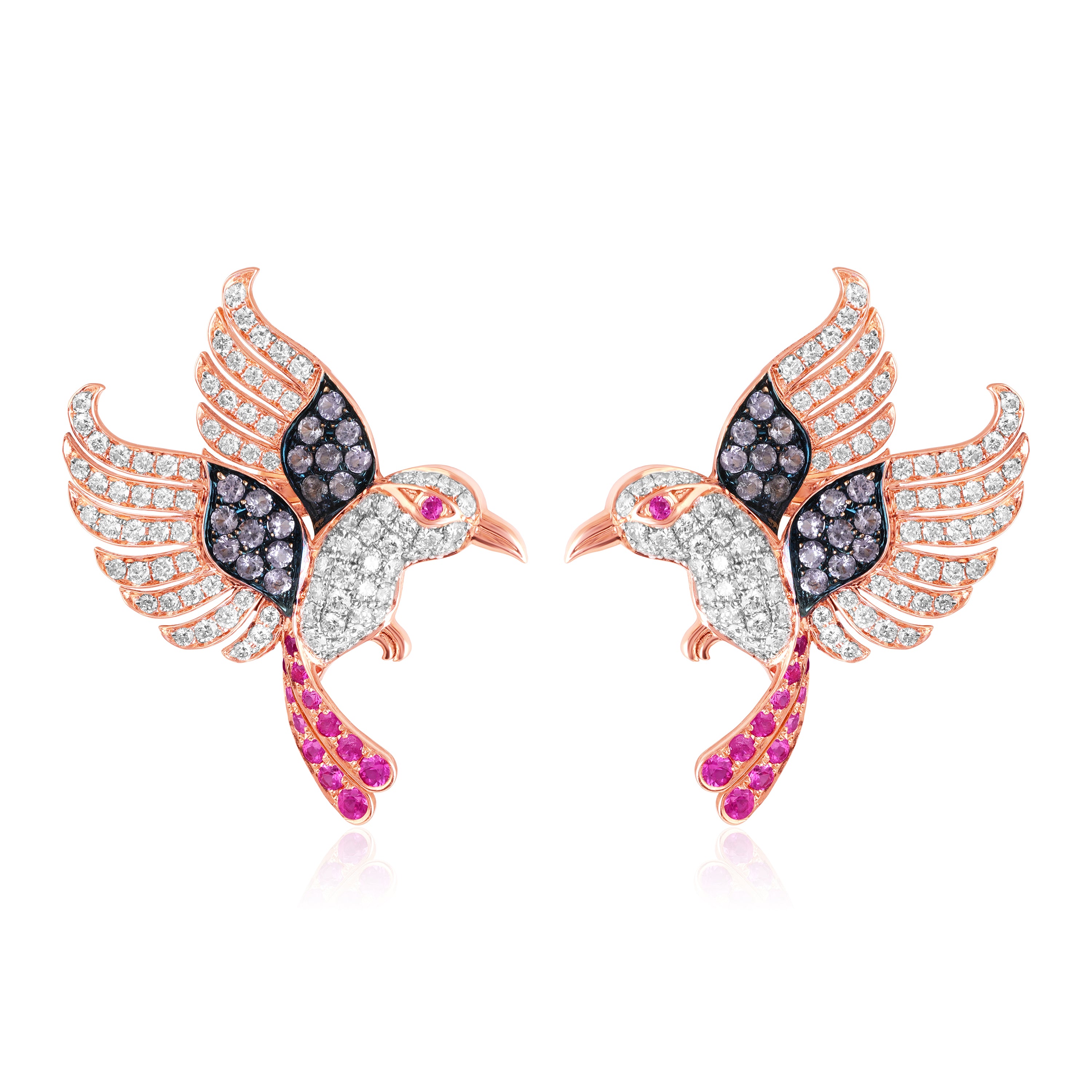 Rose Sapphire Wings Earrings