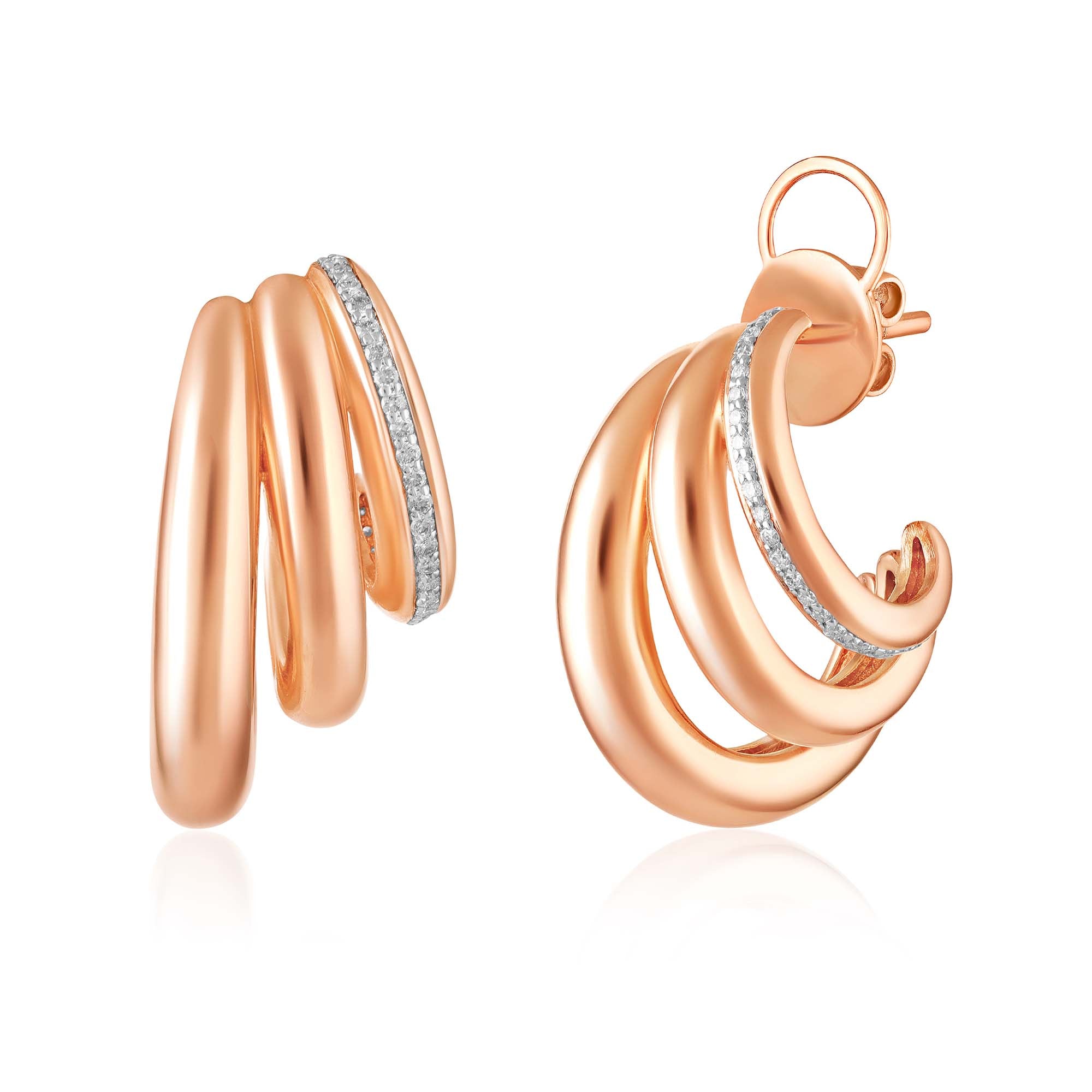 Rose Trio Crescent Studs