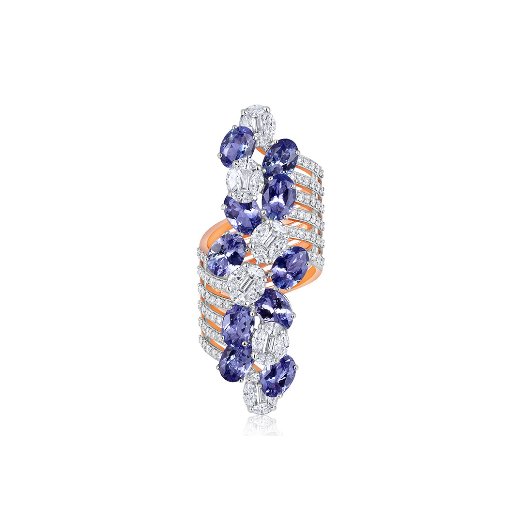 Tanzanite Pavé Coil Ring