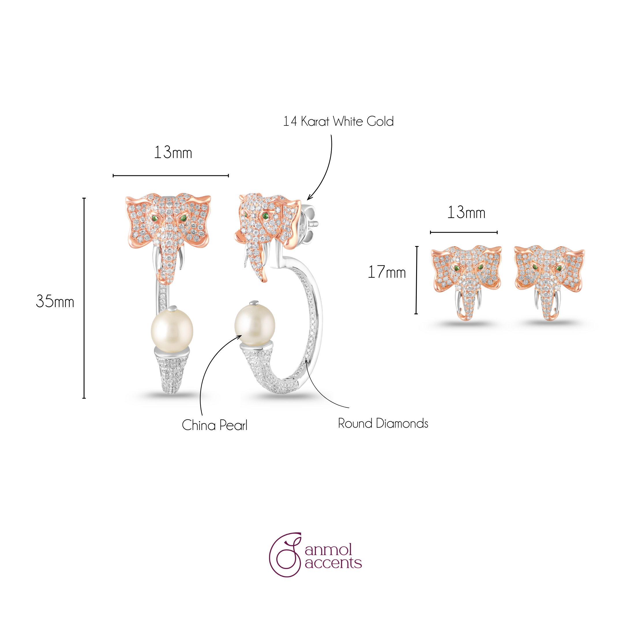 Pearl Tusker Drop Studs-Dangler Earrings