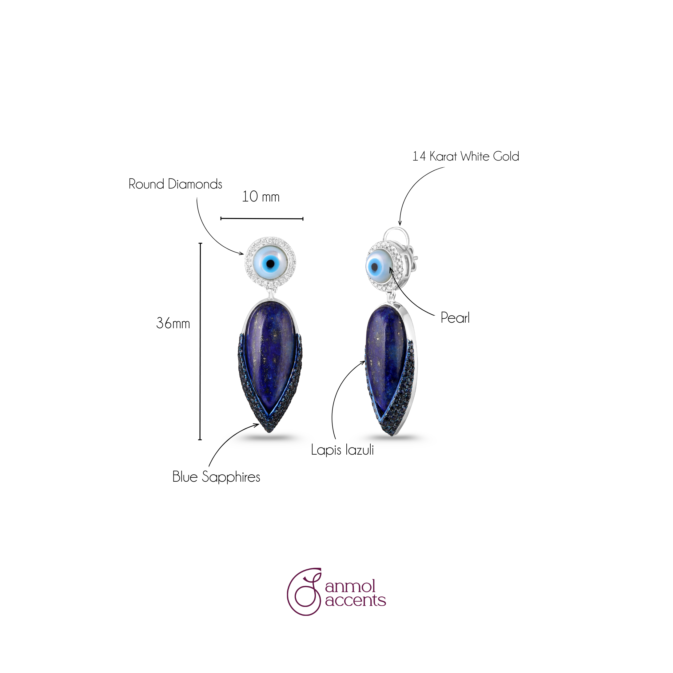 Lapis Sentinel Natural Diamond Drops