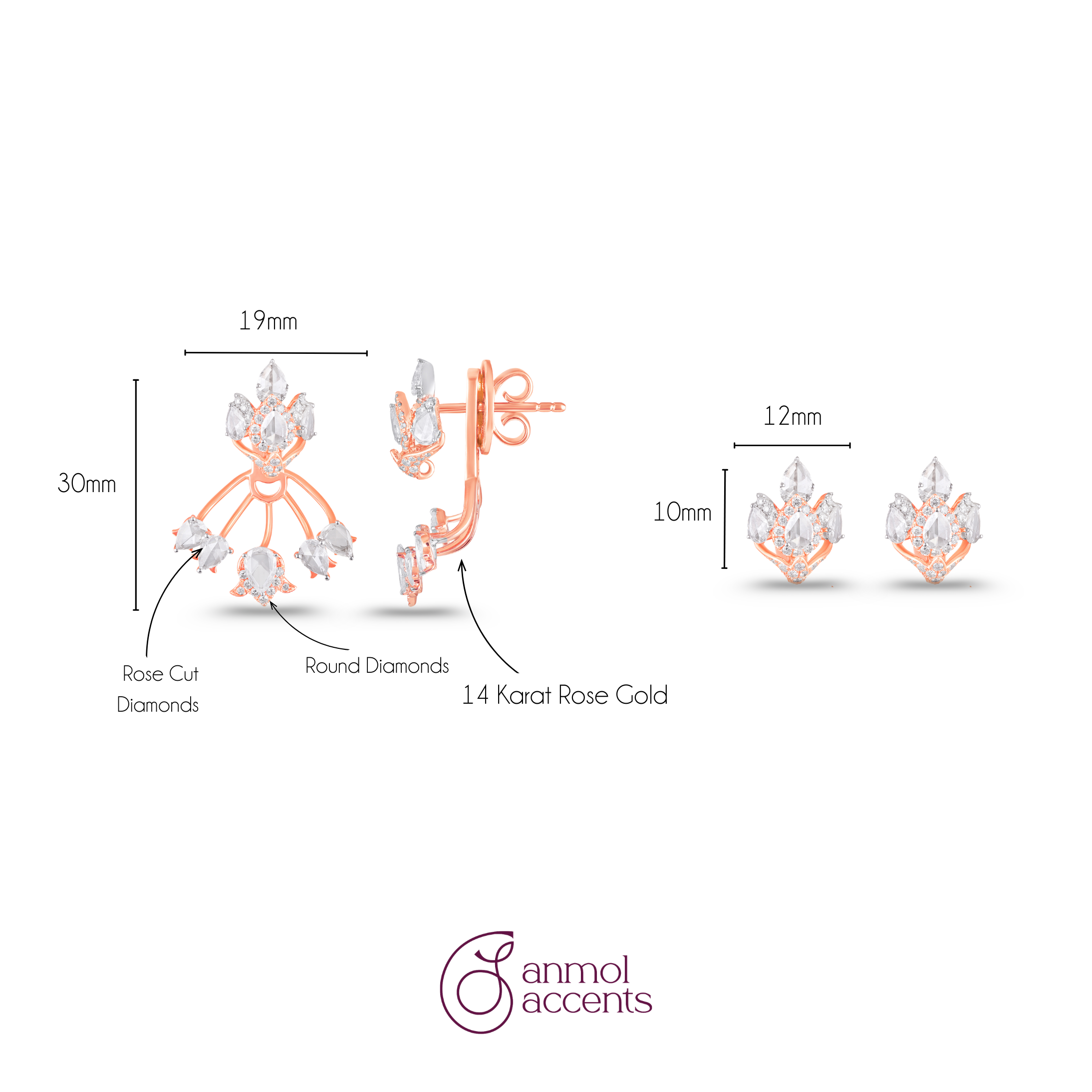 Petal Cascade Natural Detachable Diamond Studs