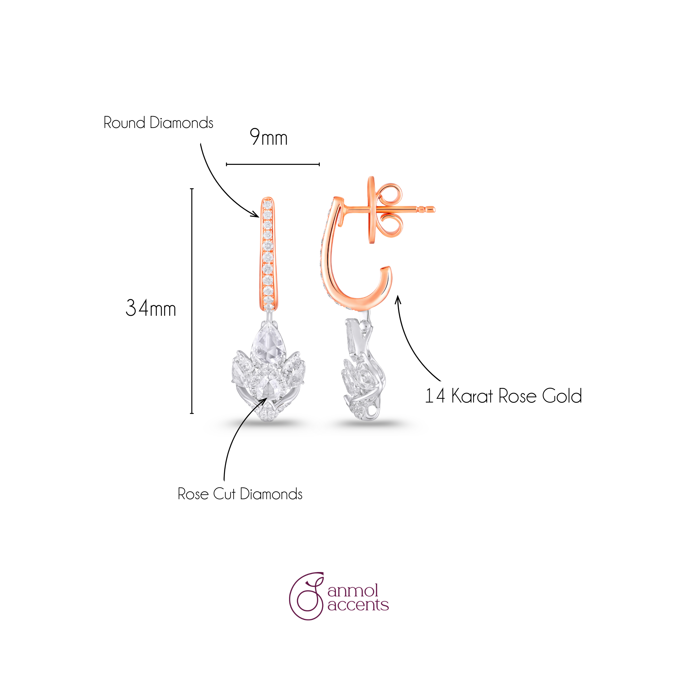 Bloom Drop Natural Diamond Earrings