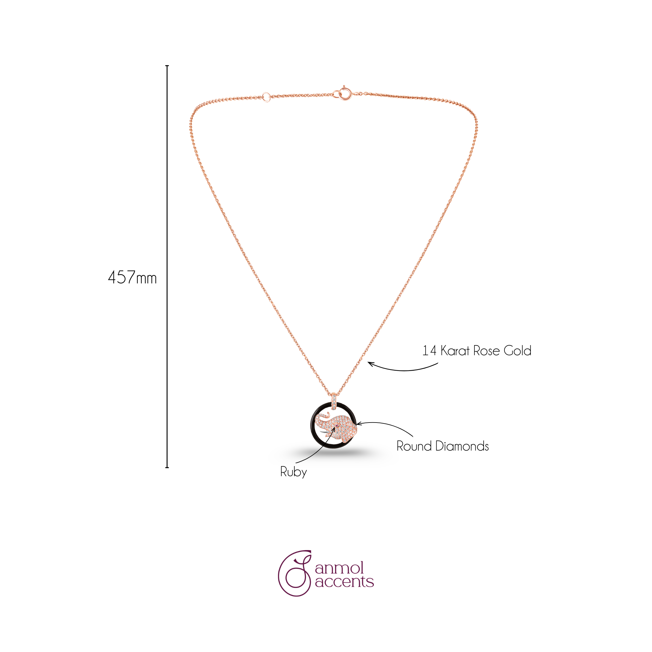 Citrine Elephant Pendant Chain