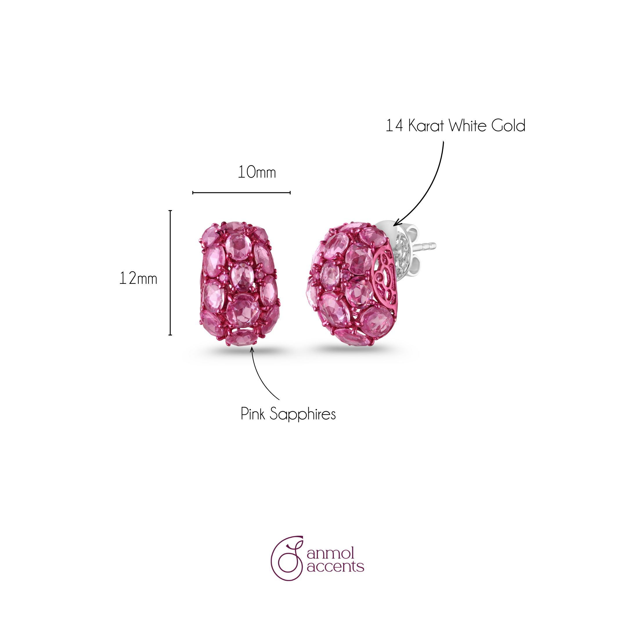 Sapphire Blush Grape Studs
