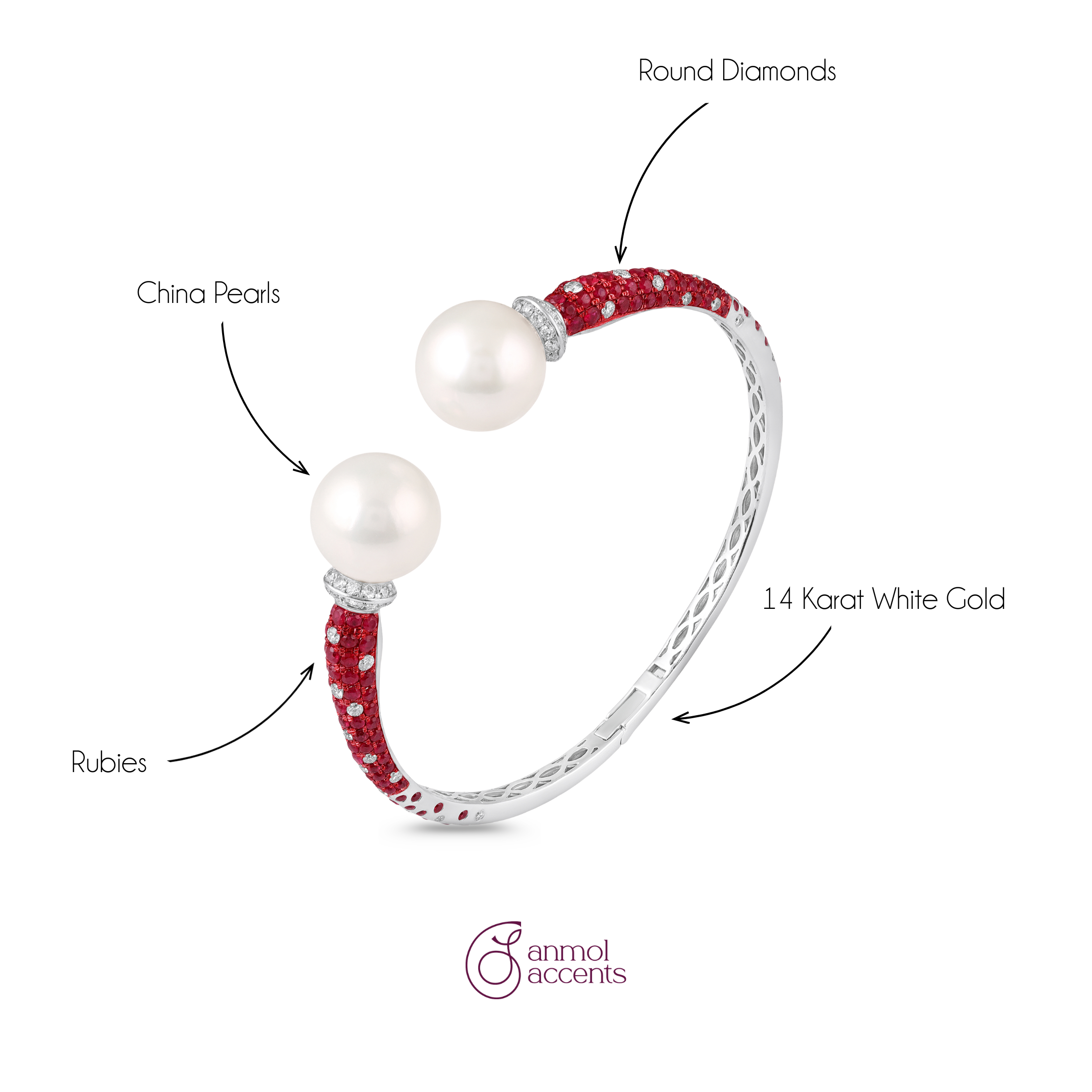Regal Pearl Halo Cuff Bracelet