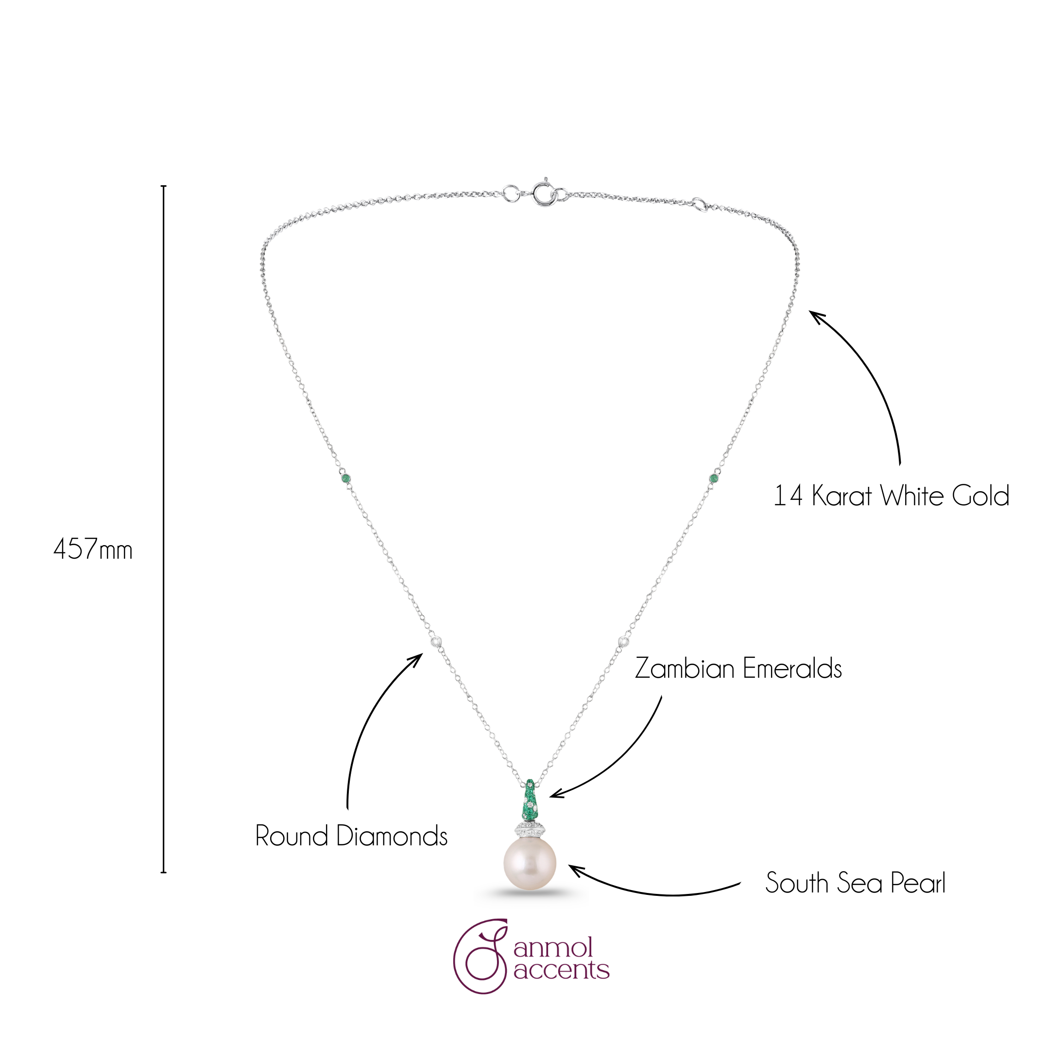 Emerald Embrace Pearl Pendant Chain