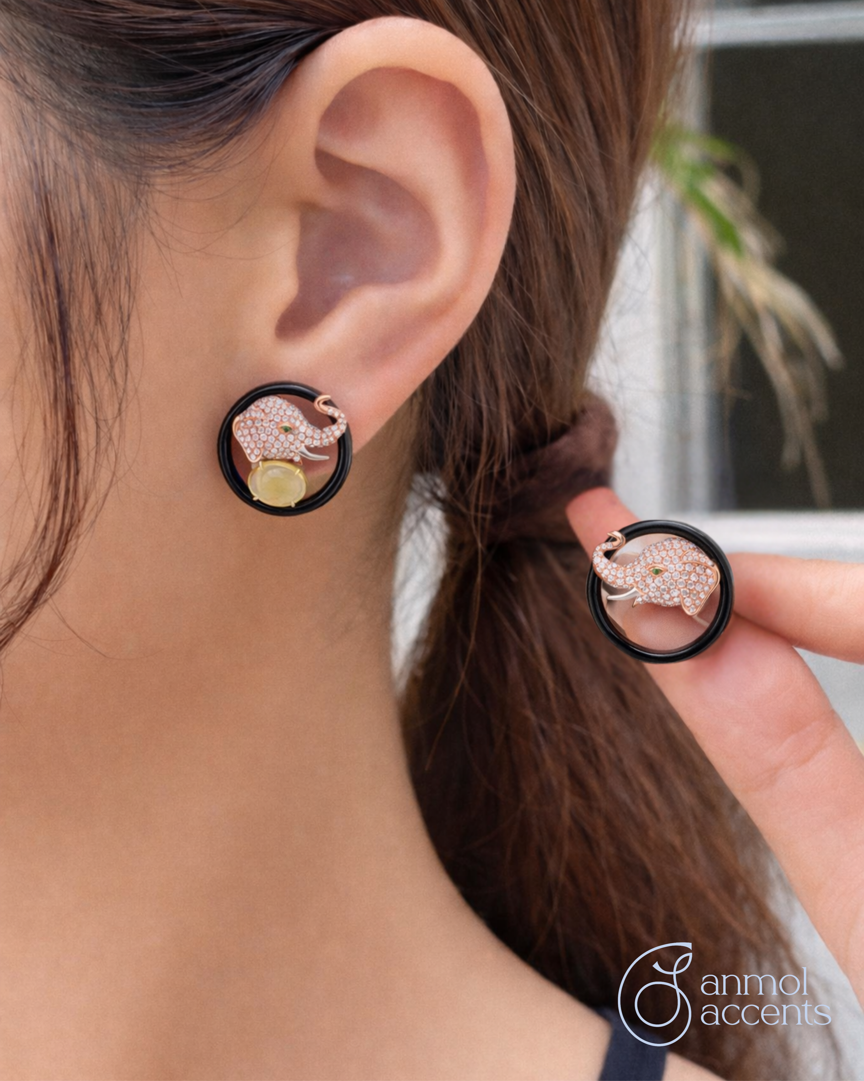 Citrine Elephant Studs