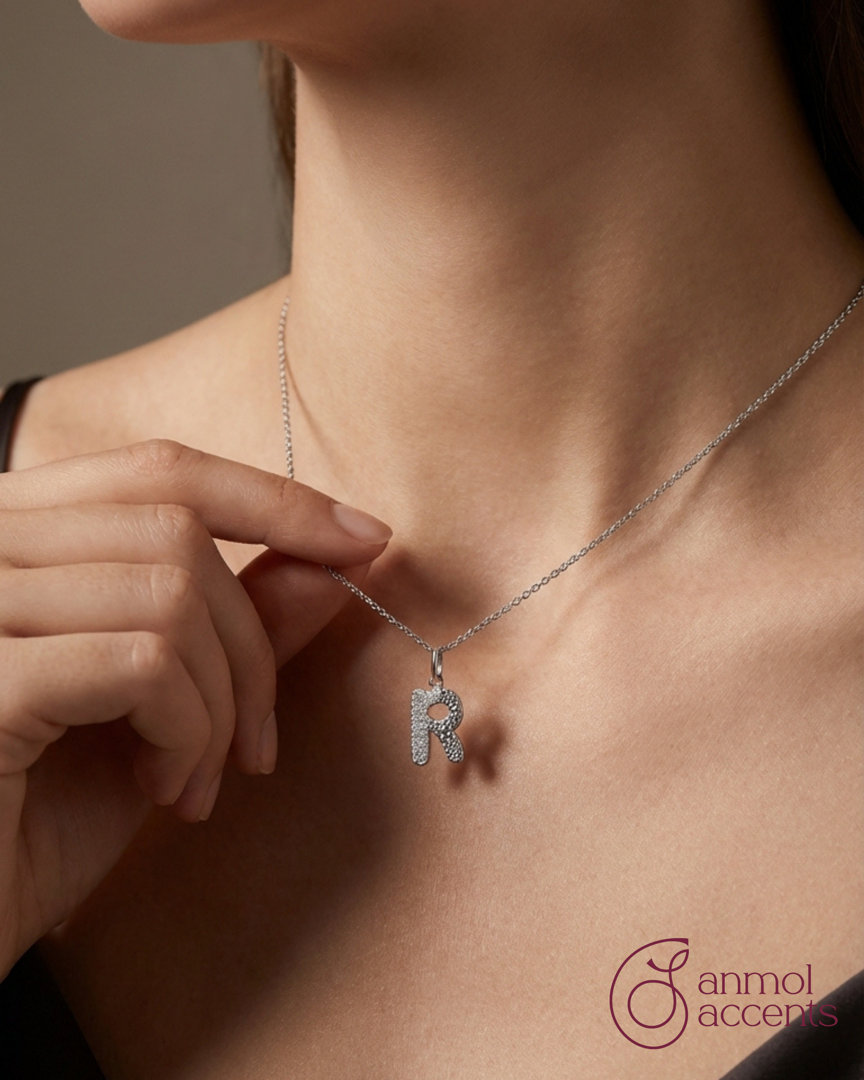 Arctic 'R' Brilliance Initial Charm Pendant