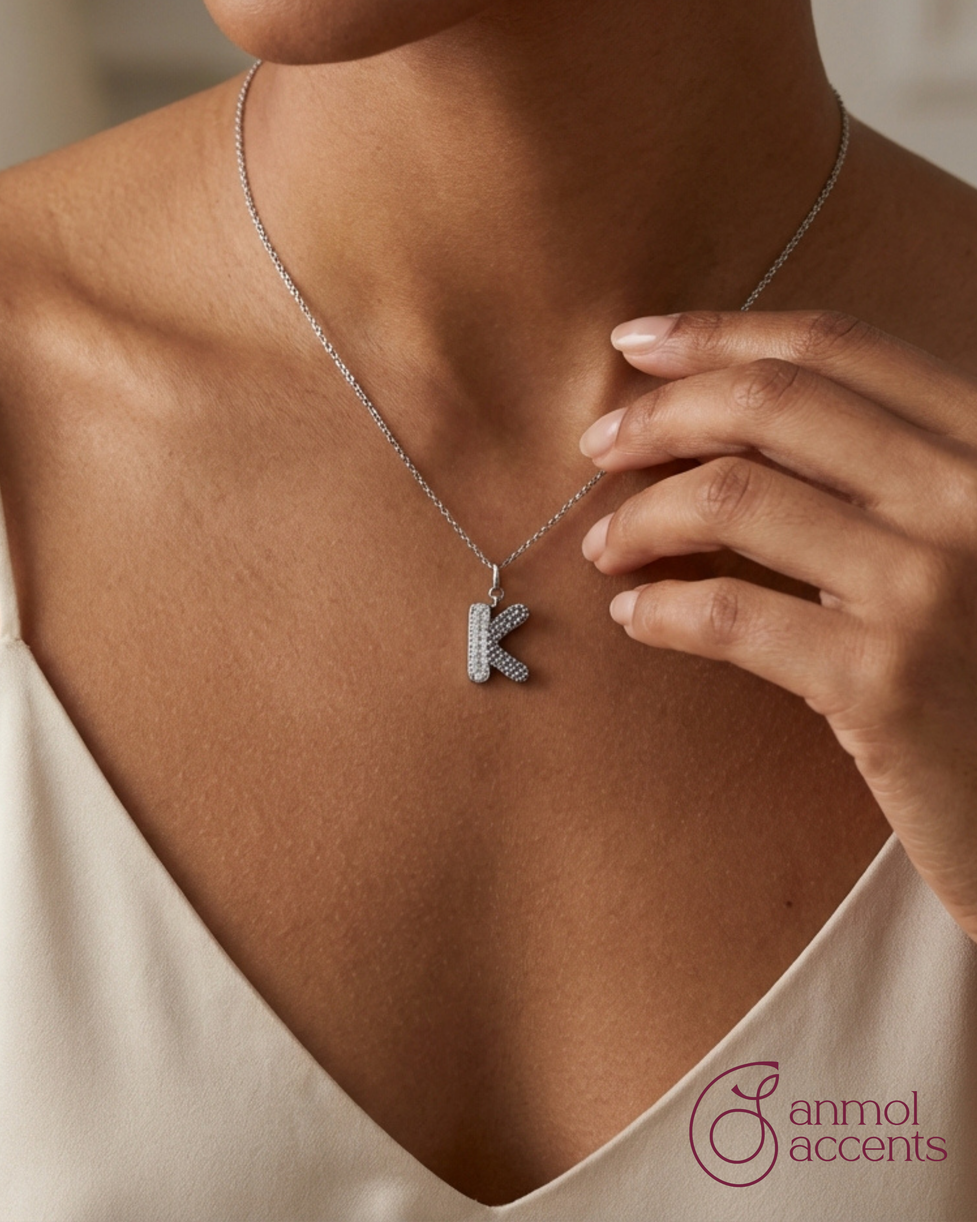 Arctic 'K' Brilliance Initial Charm Pendant