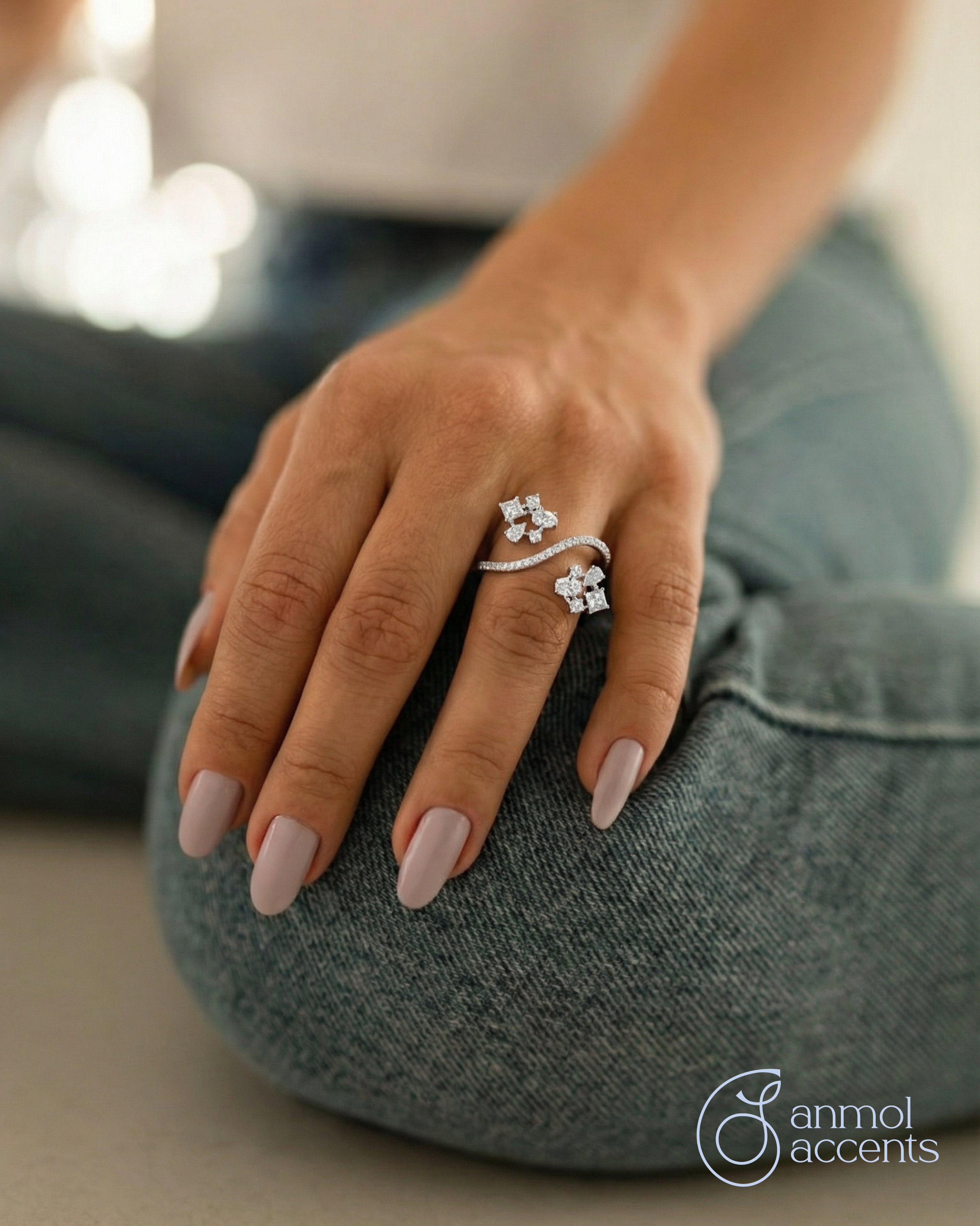 Flora Asymmetry Embrace Diamond Ring