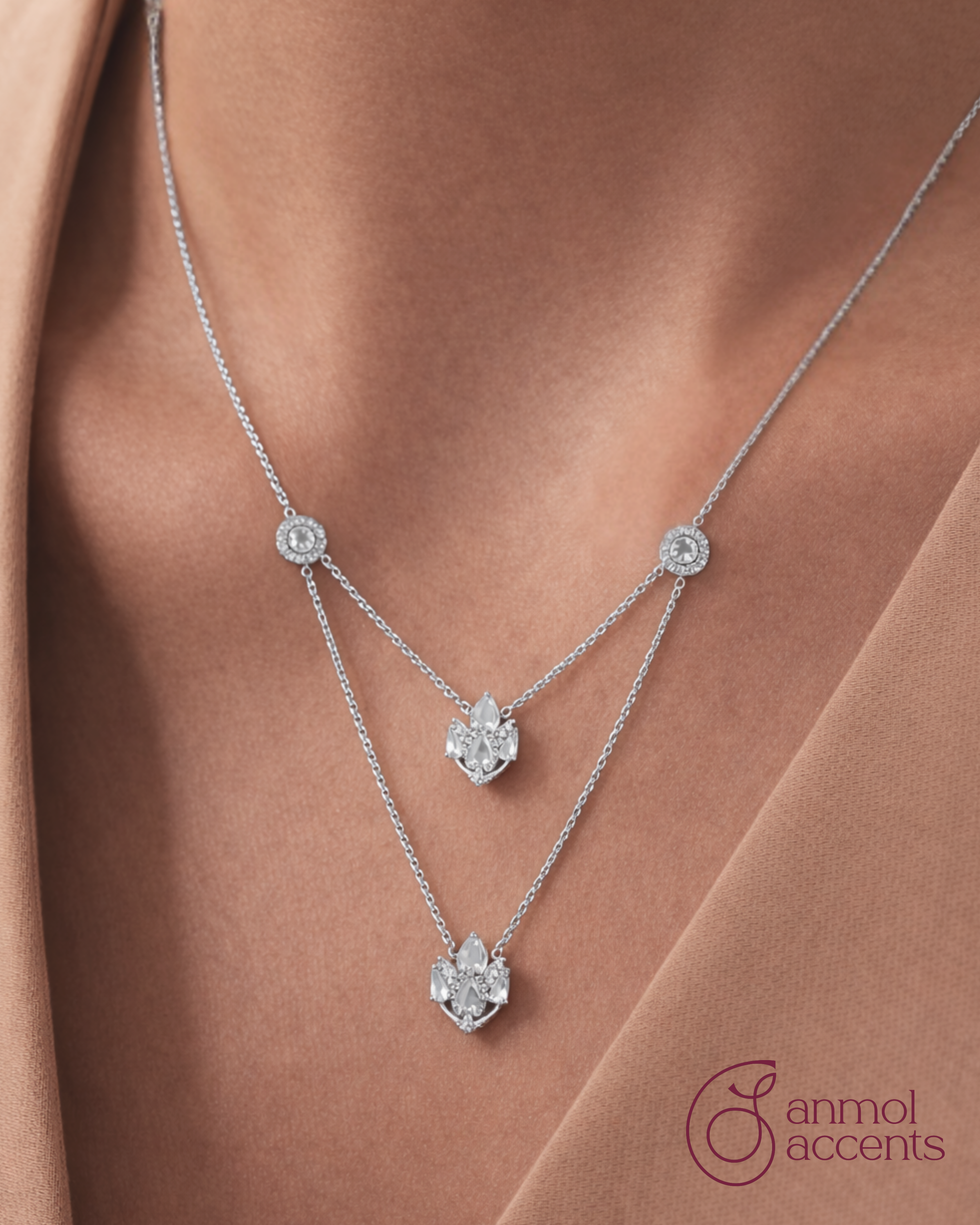 Blooming Natural Diamond Layered Necklace