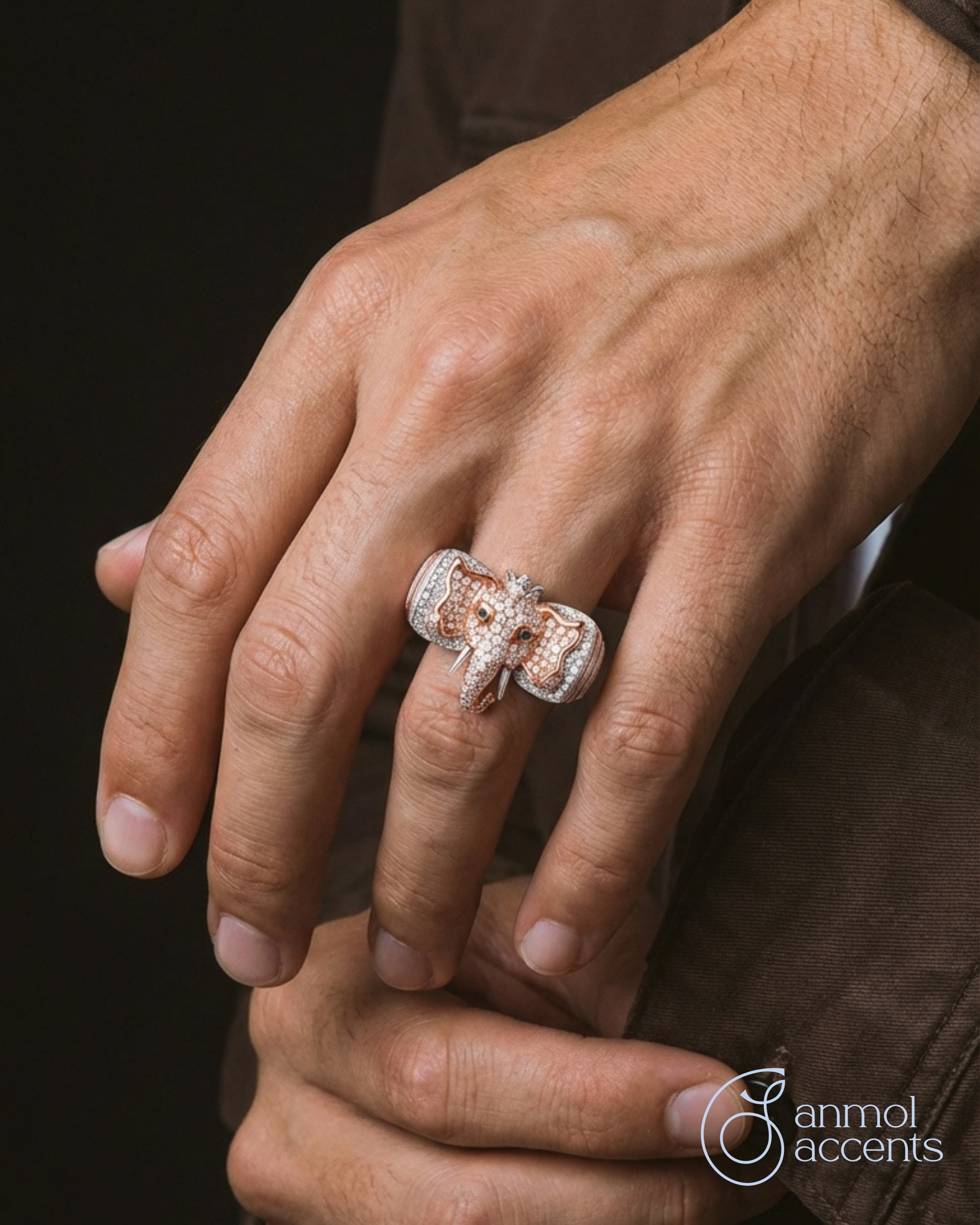 Regal Tusker Crown Unisex Ring