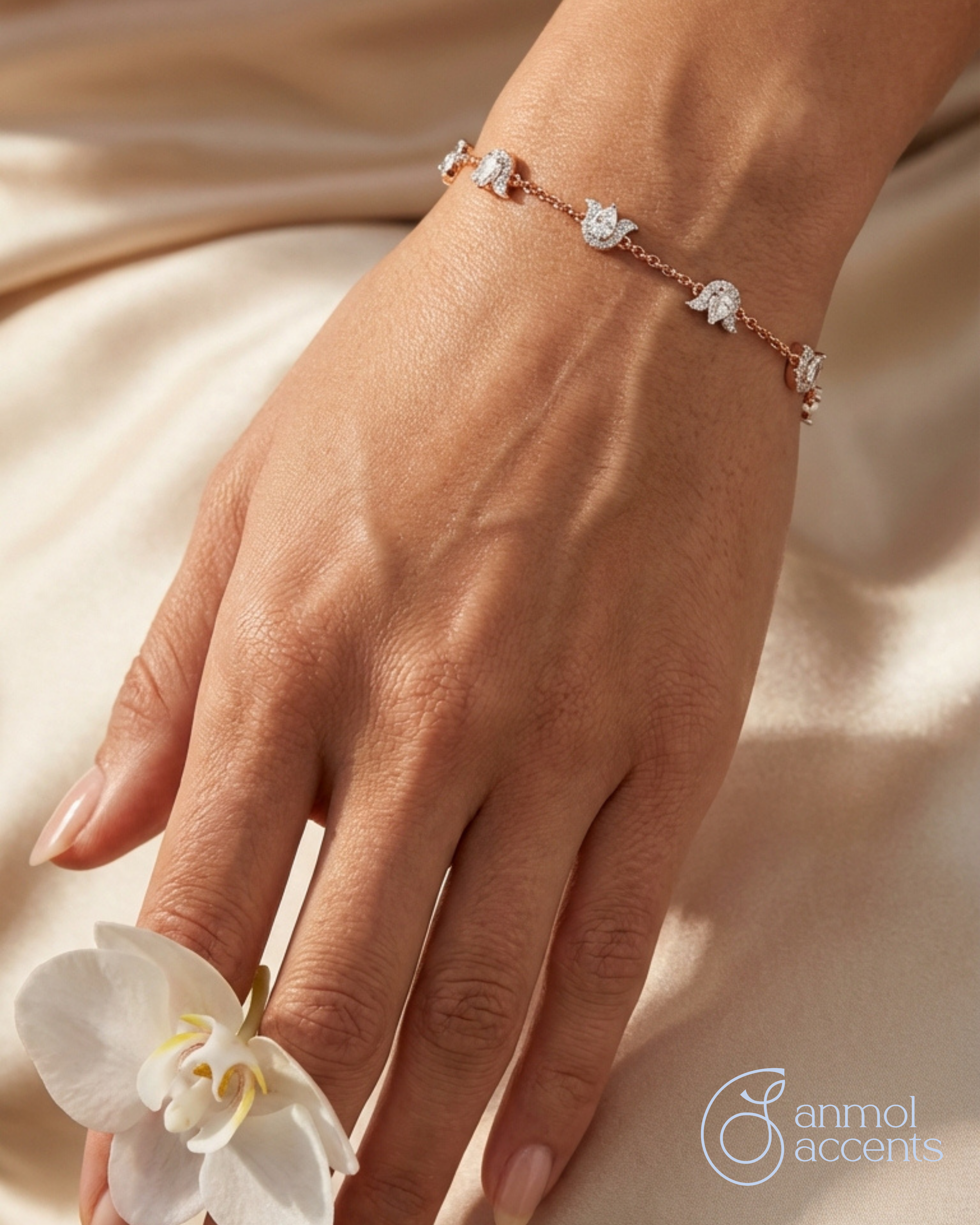 Blooming Chain Natural Diamond Bracelet - Maximal