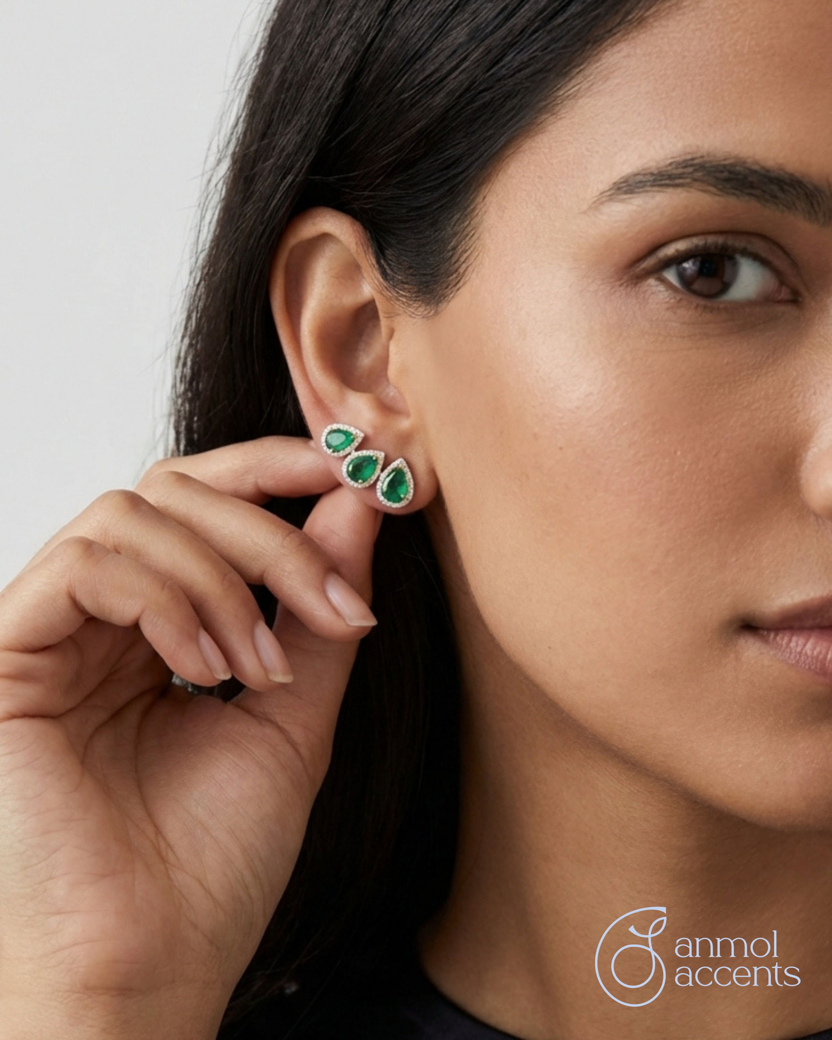 Emerald Trinity Studs