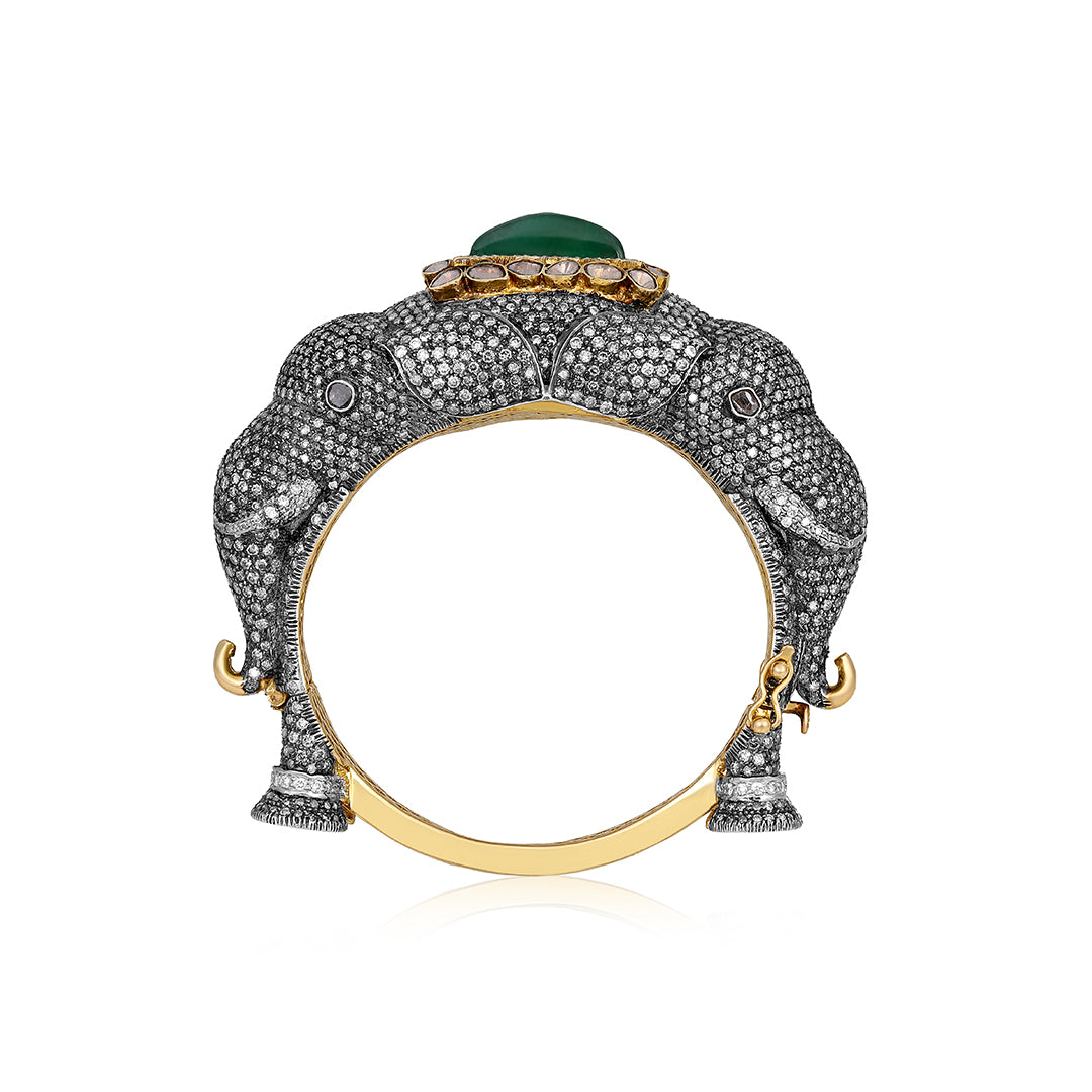 Antique Elephant Emerald Bracelet