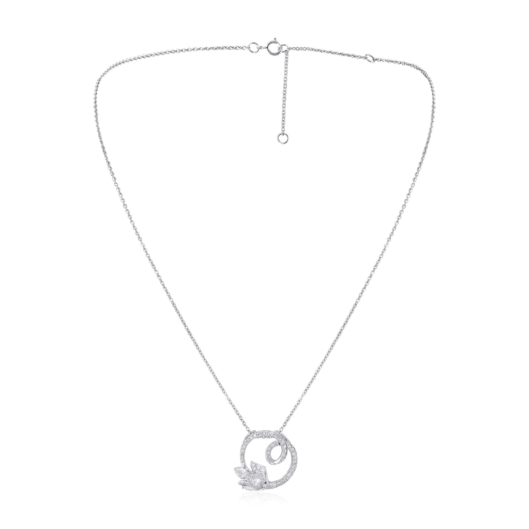 Bloomed Swirl Natural Diamond Pendant Chain