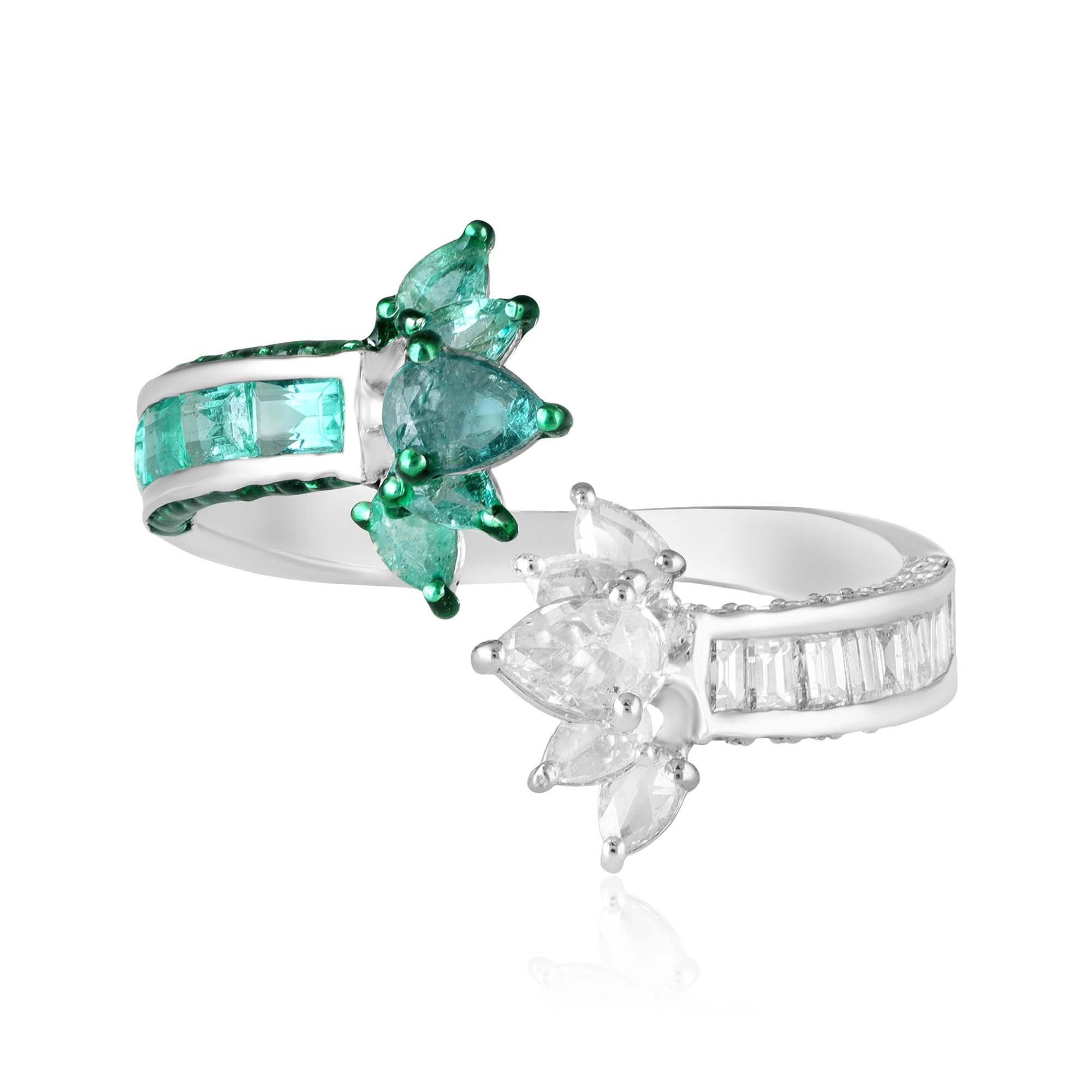 U & Me Duo Emerald-Diamond Ring