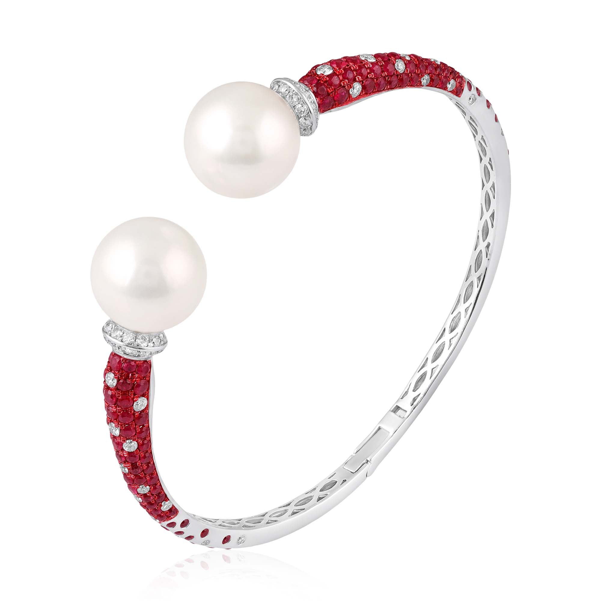 Regal Pearl Halo Cuff Bracelet