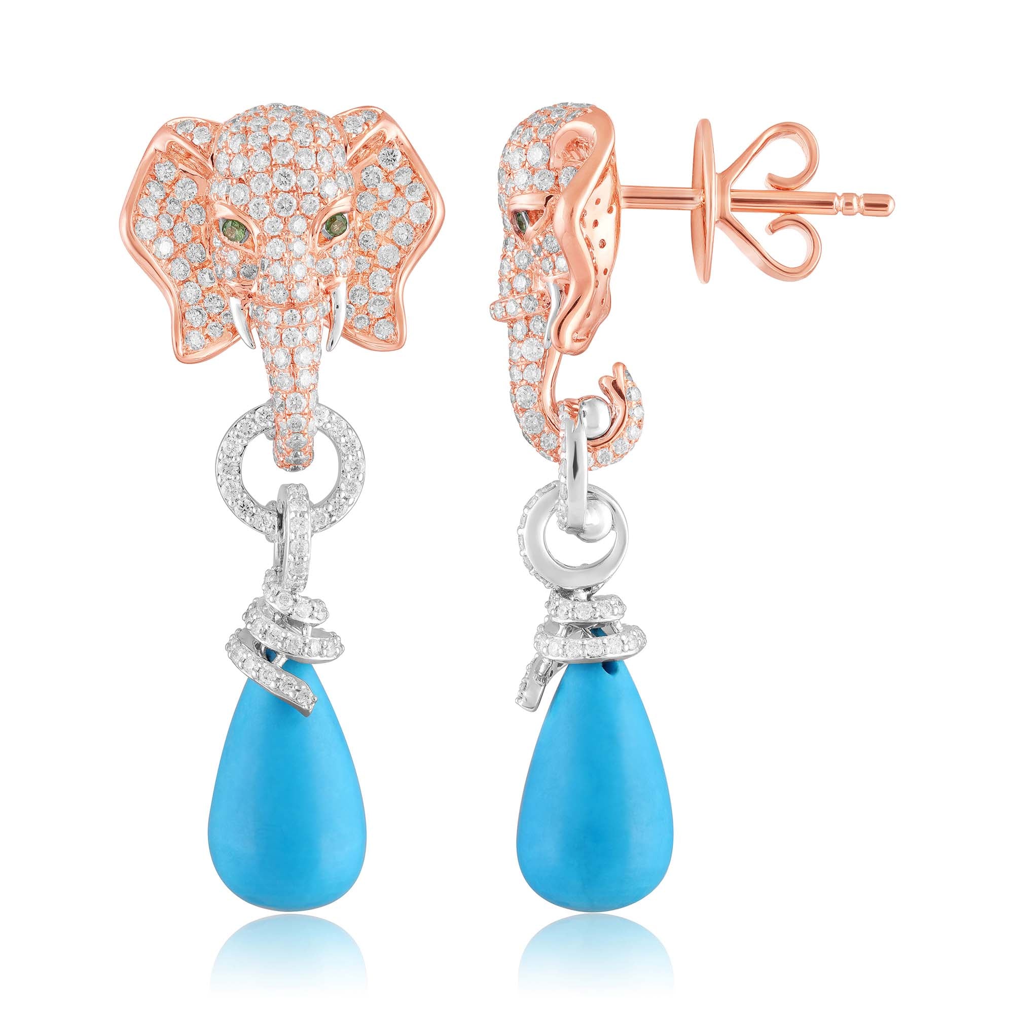 Turquoise Elephant Dangle Earrings