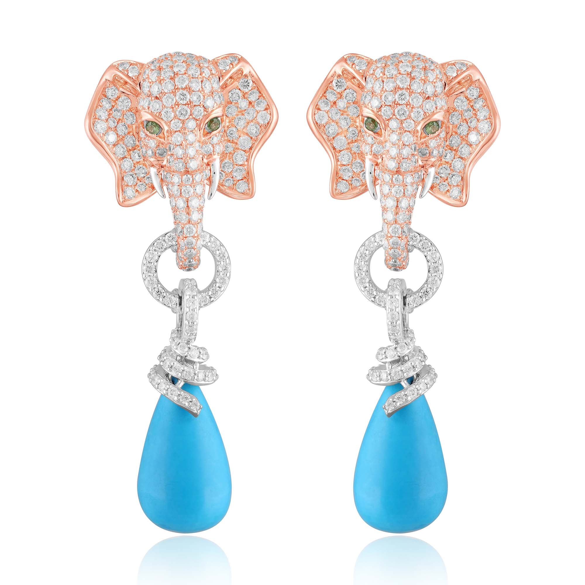 Turquoise Elephant Dangle Earrings