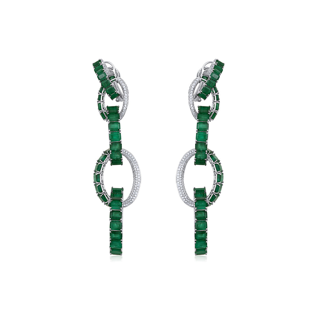 Emerald Geometric Dangling Earrings