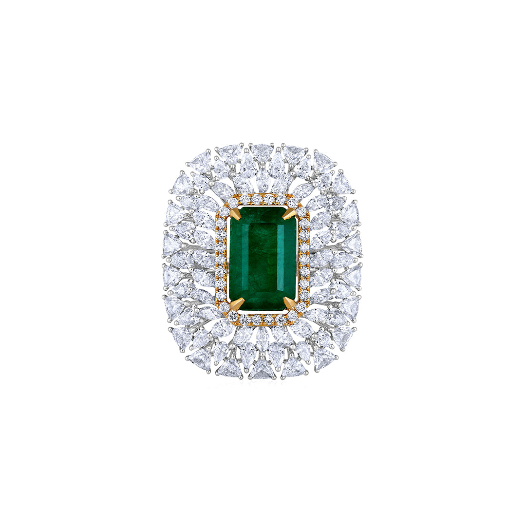 Emerald Step-Cut Octagon Ring